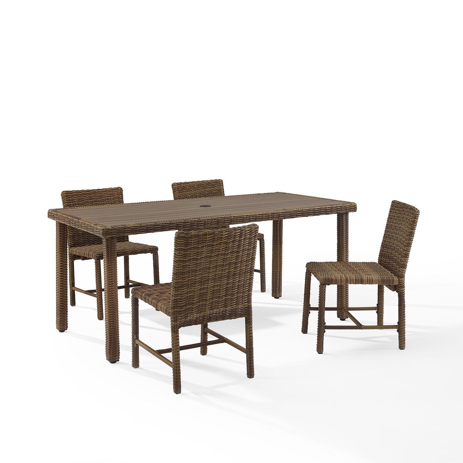 Ultimate Patio UP-92660WB-NV 5Pc Wicker Outdoor Dining Set in Navy - Cushions Removed - White Background thumbnail