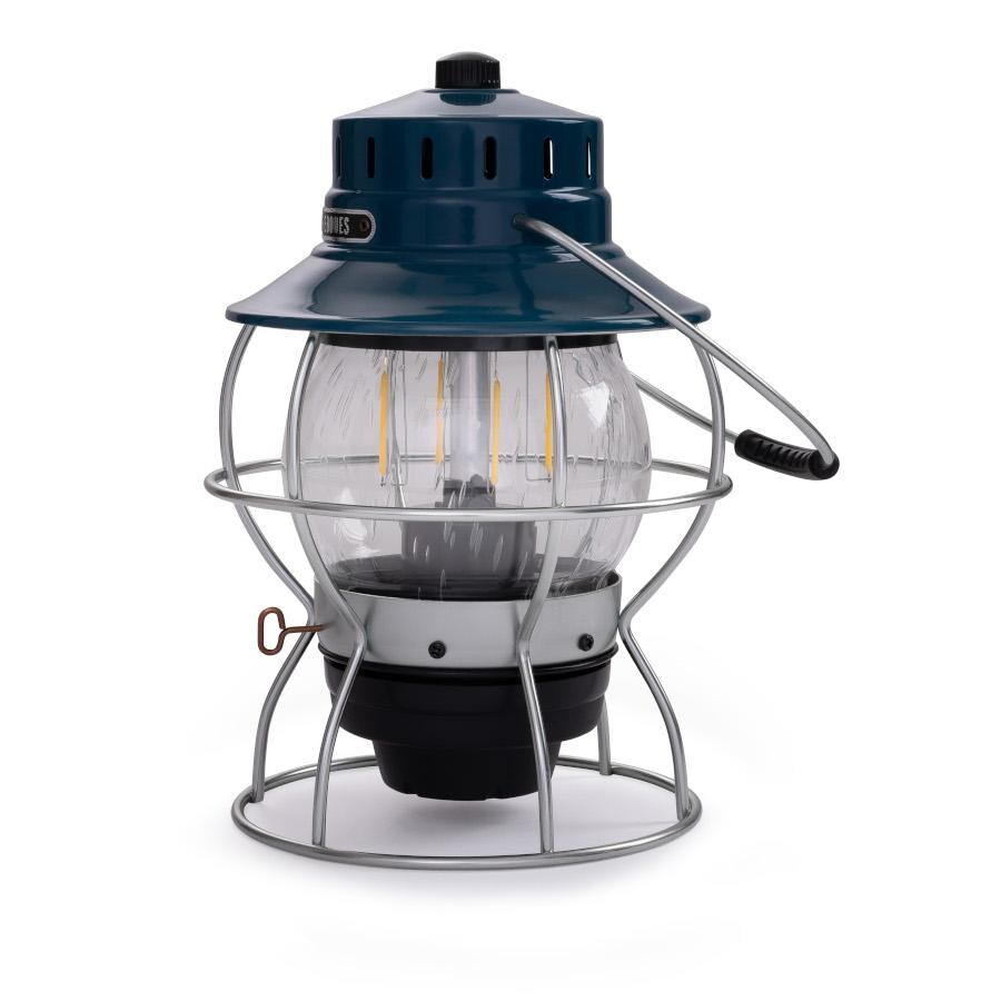Barebones Living LIV-181 Railroad Lantern - Ocean Blue - Flame Off Side View thumbnail