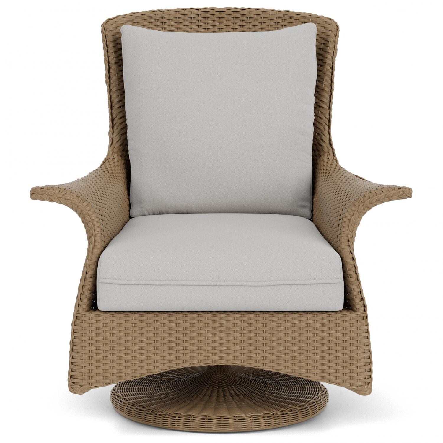 Lloyd Flanders Mandalay Swivel Rocker Lounge Chair in Fawn Finish with Tundra Dove fabric thumbnail