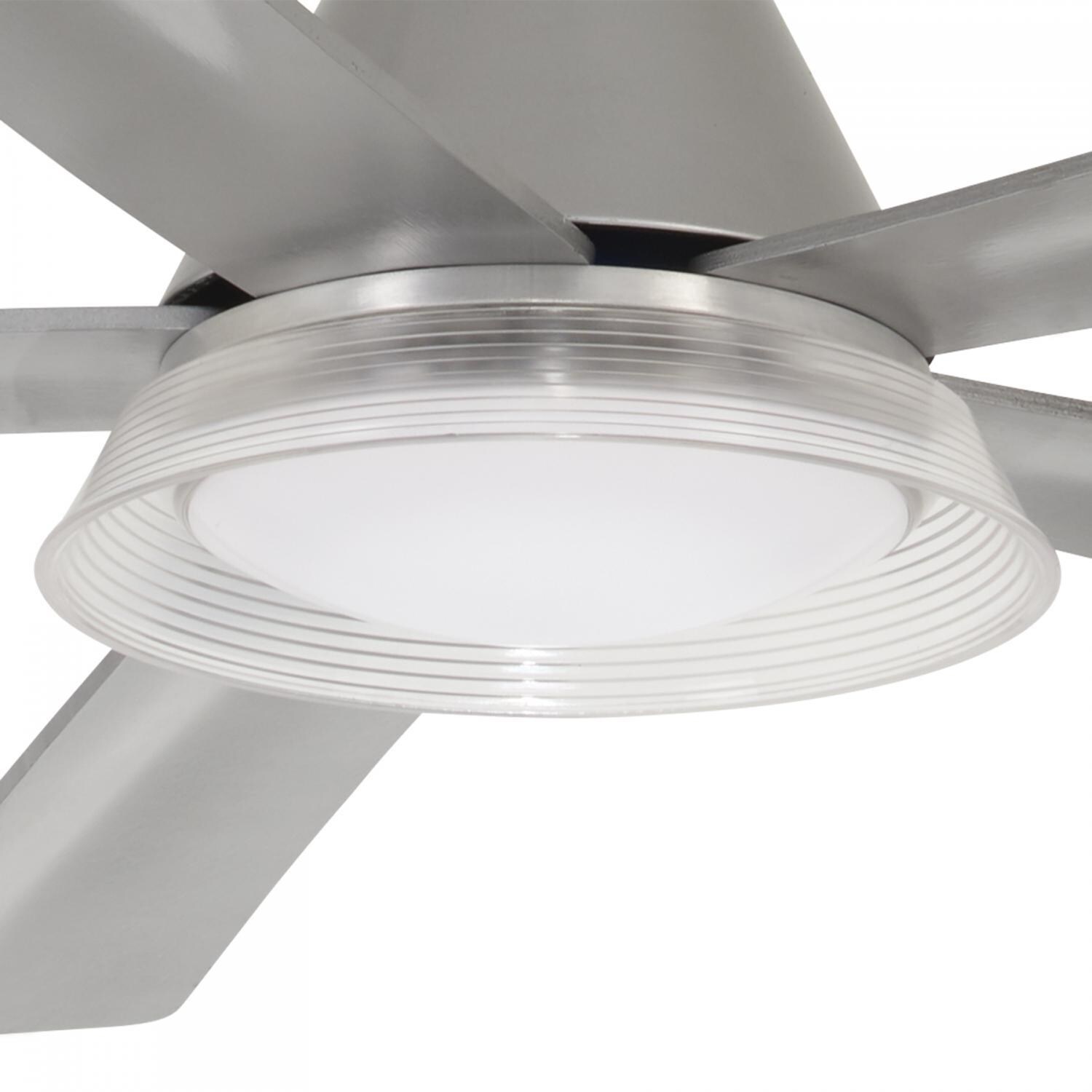 Minka-Aire F541L-SL Cone 54-Inch Convertible Blade LED Ceiling Fan in - Silver Finish w/ - Silver Blades - & Etched Lens - Light Off thumbnail