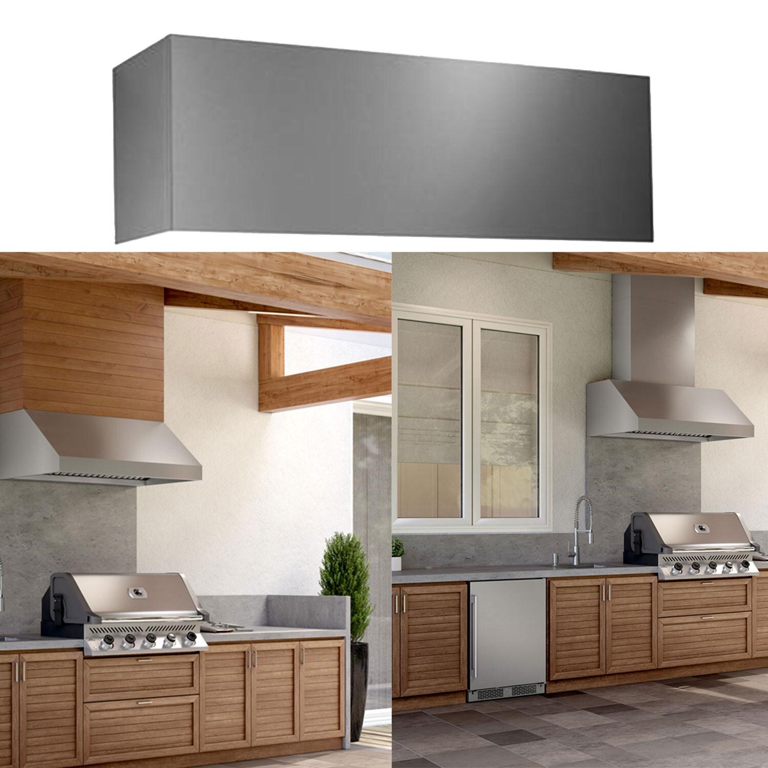 Zephyr Cypress Outdoor Pro Style 48 Inch 1200 CFM Wall Mount Hood W/ 12 Inch Duct Cover & Extension for 10-12 Ft. Ceiling