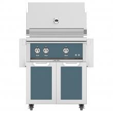 Hestan 30-Inch Natural Gas Grill W/ All Infrared Burners & Rotisserie On Double Door Tower Cart - Pacific Fog - GSBR30-NG-GG