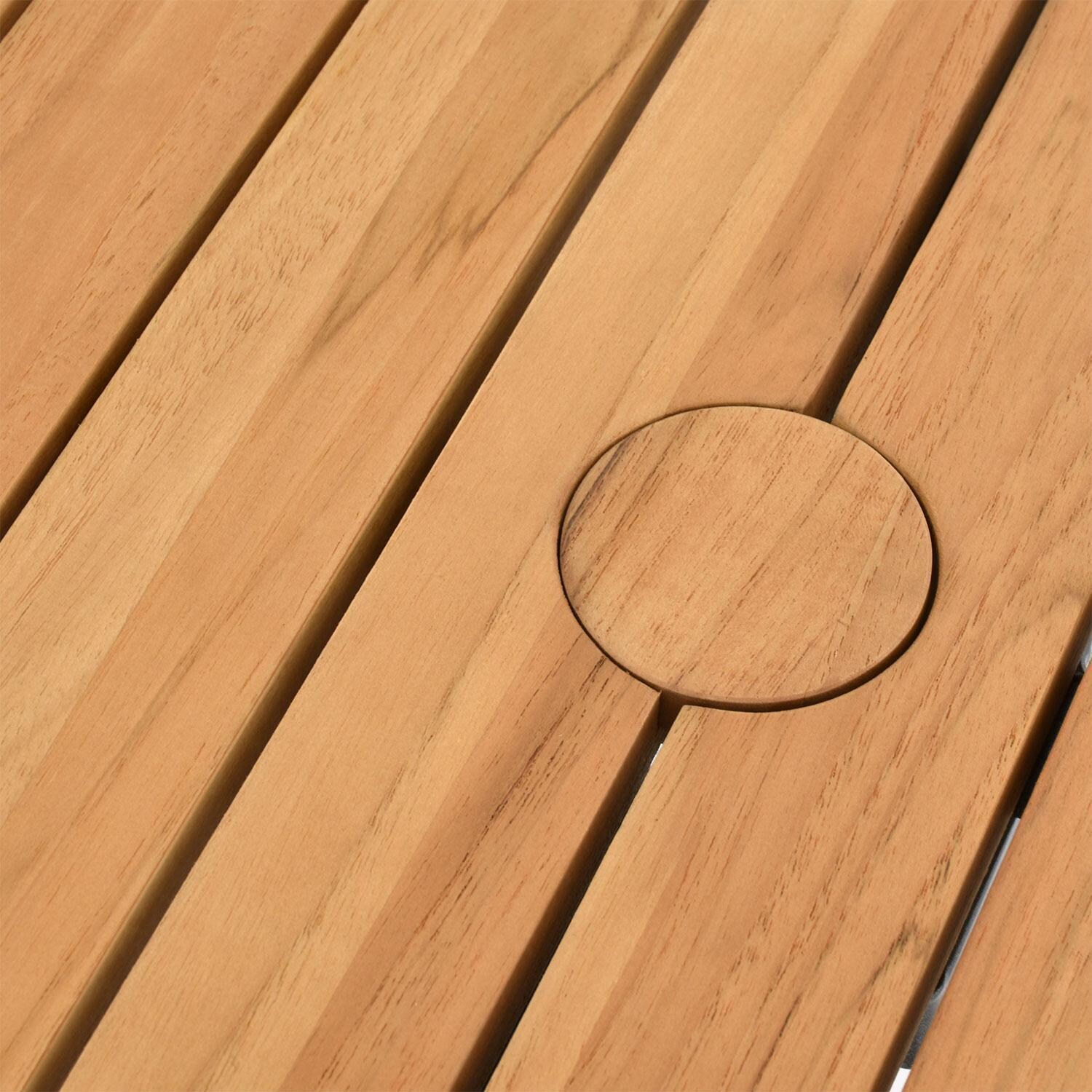 Lake Charles 71 Inch Aluminum Outdoor Dining Table by Lakeview Outdoor Designs - Umbrella Cover On - Detail thumbnail