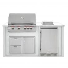 BBQGuys.com 6 Ft BBQ Island With Blaze LTE2 32-Inch Natural Gas Grill, Door/Drawer Combo, Outdoor-Rated Compact Refrigerator & Side Burner - Gray/White - LTEDDC4.1SBNG-6SBVP4CGNW image