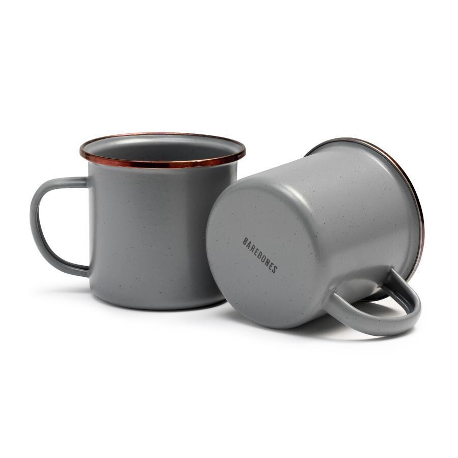 Barebones Living BND-1343 Enamel Dining Set - 16pc - Slate Gray - Mugs - White Background thumbnail