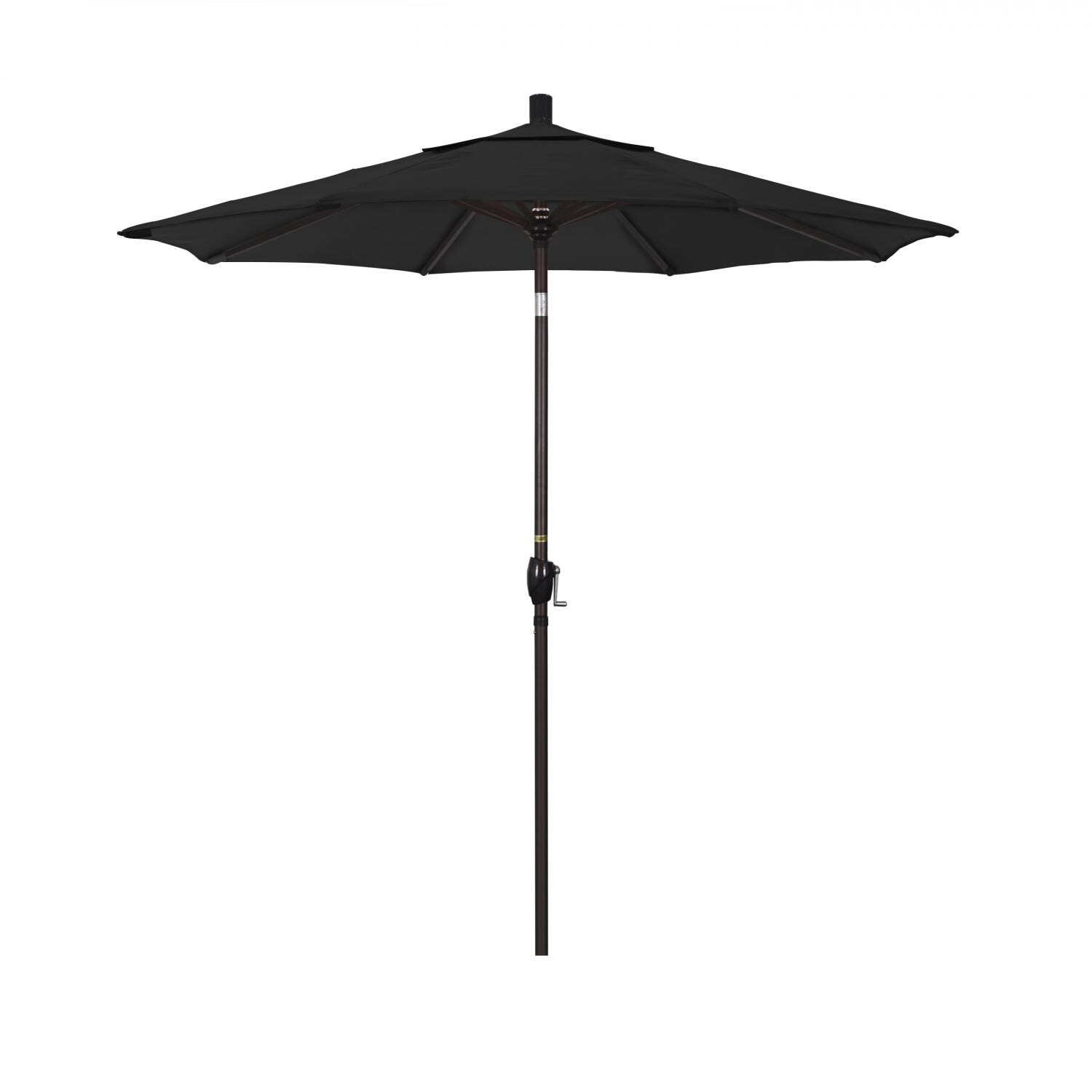 California Umbrella 7.5 Ft Octagonal Aluminum Push Button Tilt Patio Umbrella W/ Crank Lift & Aluminum Ribs - Bronze Frame / Sunbrella Canvas Black Canopy thumbnail
