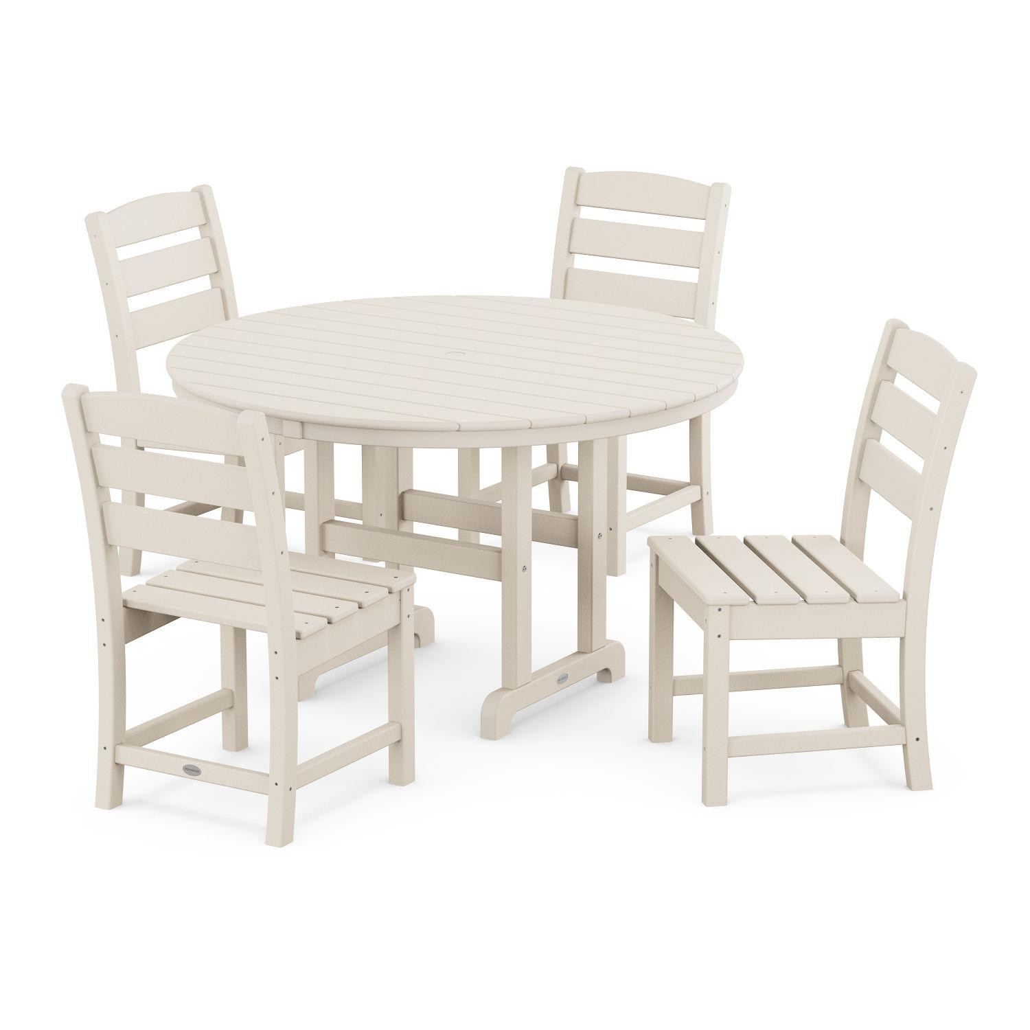 POLYWOOD PWS517-1-SA Lakeside 5-Piece Round Side Chair Dining Set - Sand thumbnail