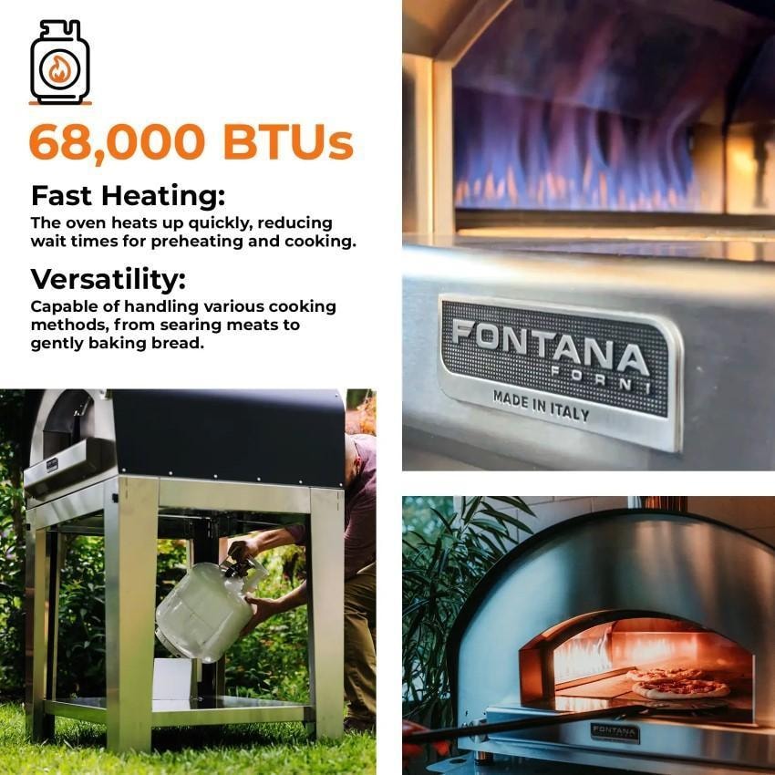 Fontana Forni FTFIR-H-R + FTCART-L Firenze Hybrid Pizza Oven on Cart - Red - 68,000 BTUs - Detail thumbnail
