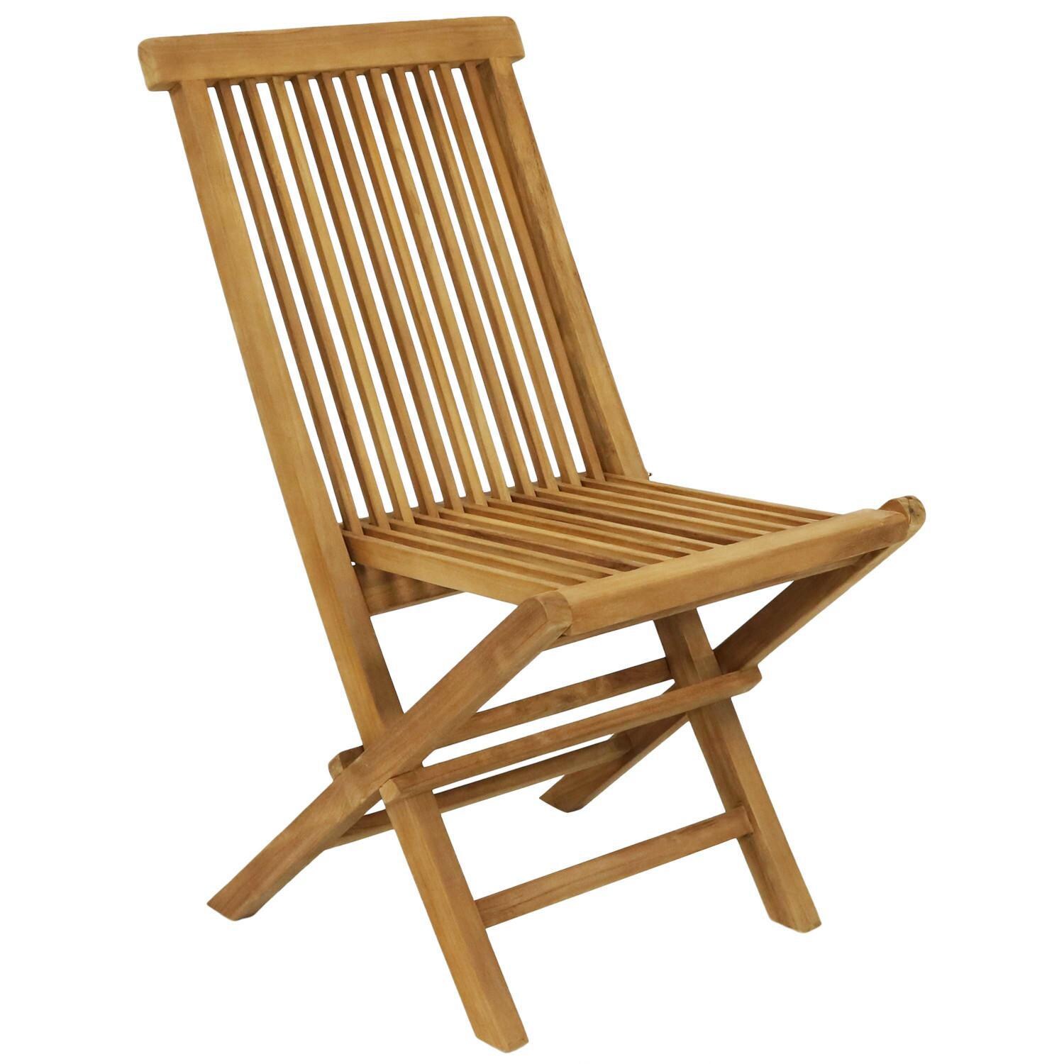 Ultimate Patio Hyannis Teak Outdoor Folding Patio Chair W/ Slat Back - Angled View thumbnail
