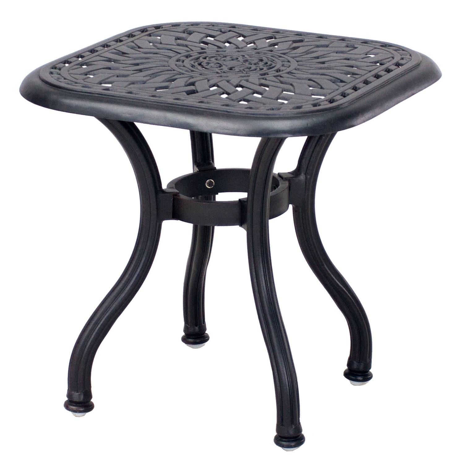 Darlee Sedona 3 Piece Cast Aluminum Patio Bistro Set W/ Swivel Rockers - Antique Bronze - End Table - White Background thumbnail