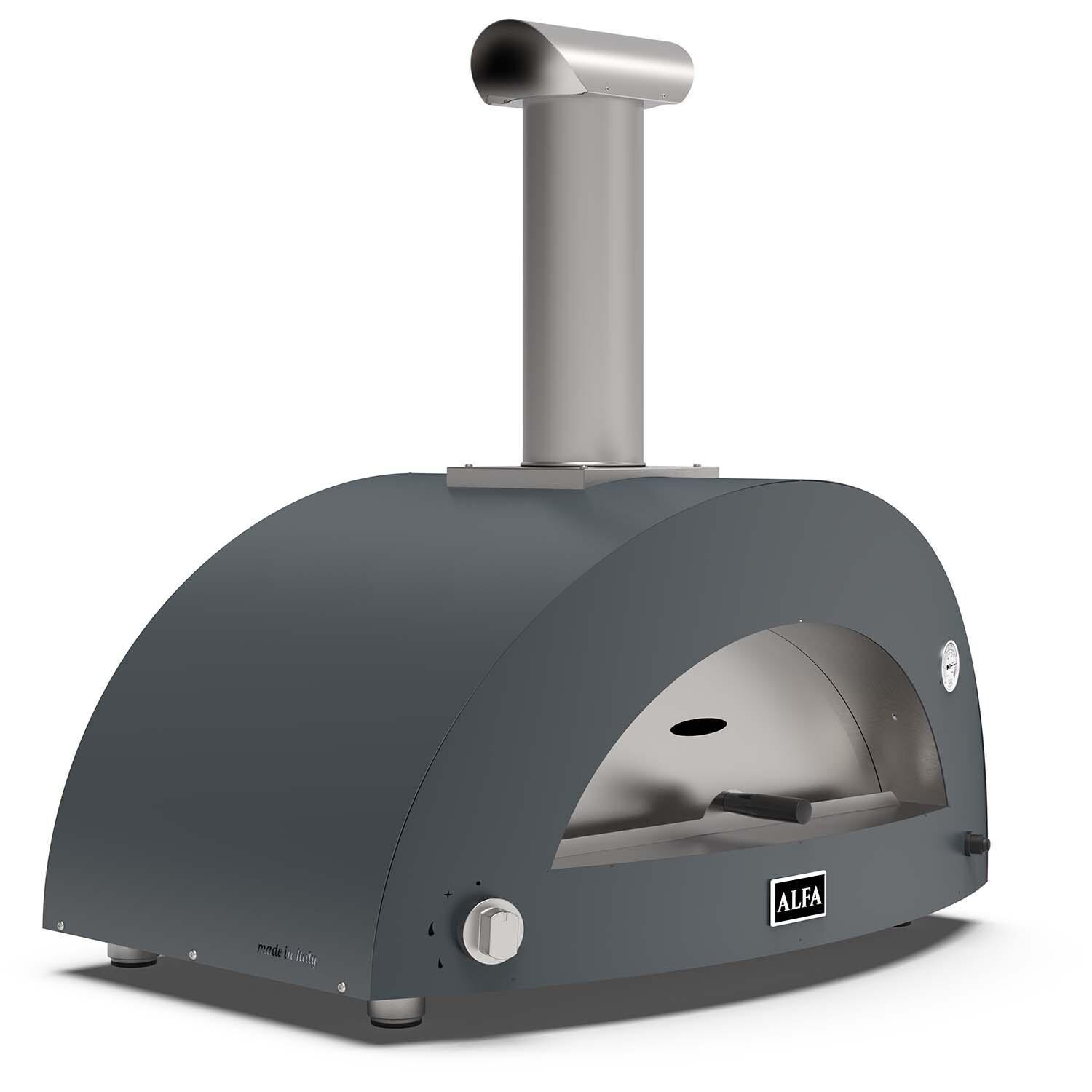 Alfa FXMD-3P-MGRIA-U Moderno 3 Pizze Natural Gas Pizza Oven - Anthracite Grey - Left Angled View - White Background thumbnail