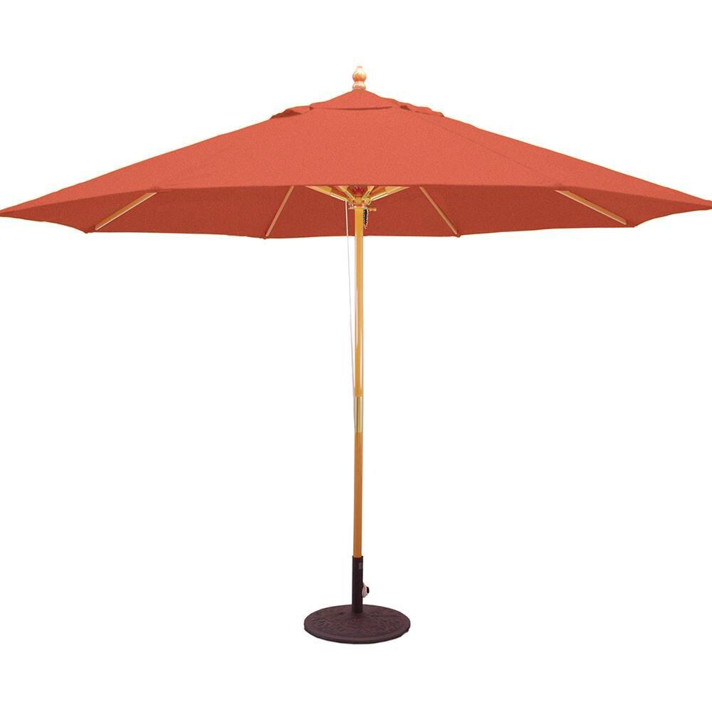 Galtech 11 Ft. Octagonal Hardwood Patio Market Umbrella W/ Pulley - Light Wood W/ Sunbrella Canvas Brick Canopy