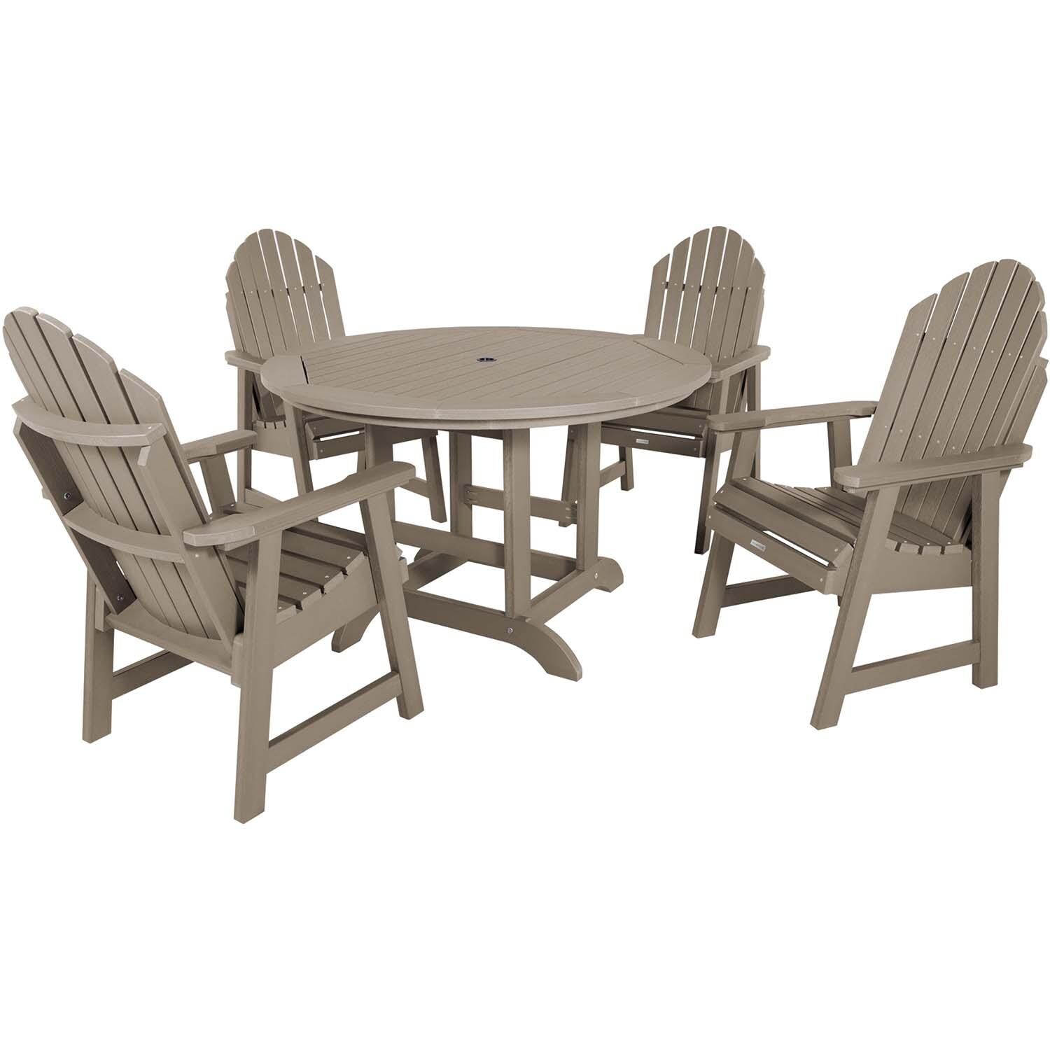 Dream Bay 5 Pc Set Recycled Plastic Dining Set In Woodland Brown By Lakeview - White Background thumbnail