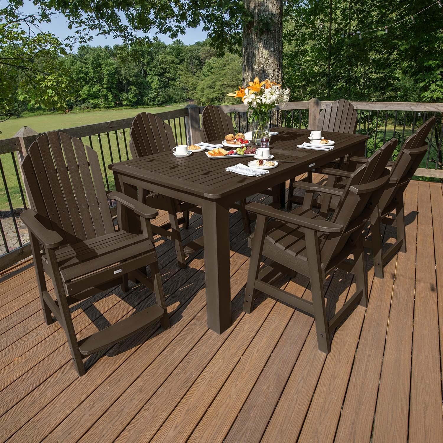 Dream Bay 7 Pc Recycled Plastic Counter Height Dining Set in Weathered Acorn by Lakeview
