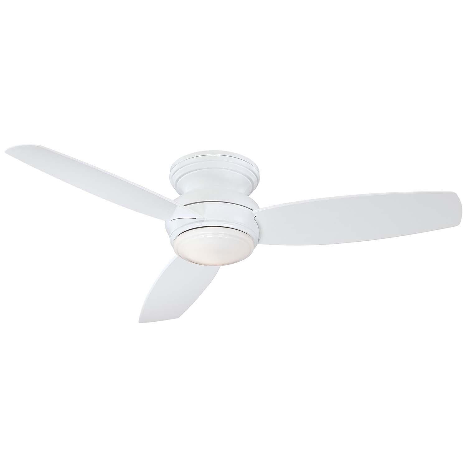 Minka-Aire Traditional Concept 52-Inch 3-Blade LED Ceiling Fan in White Finish W/ White Blades & Opal Glass - F594L-WH
