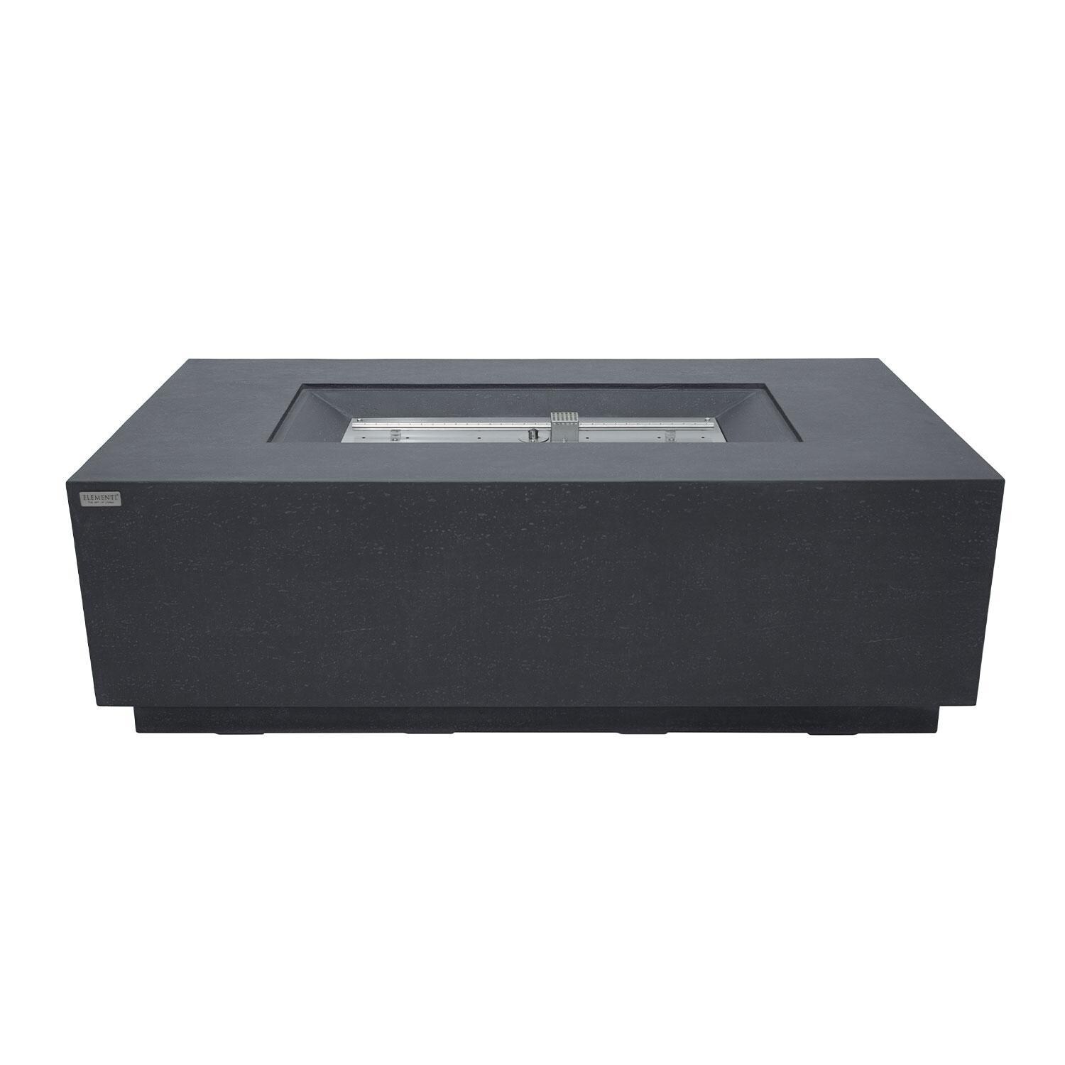 Andes 66 Inch Hidden Tank Rectangle GFRC Concrete Natural Gas Fire Table in Dark Gray By Elementi - No Lava Rocks - White Background thumbnail