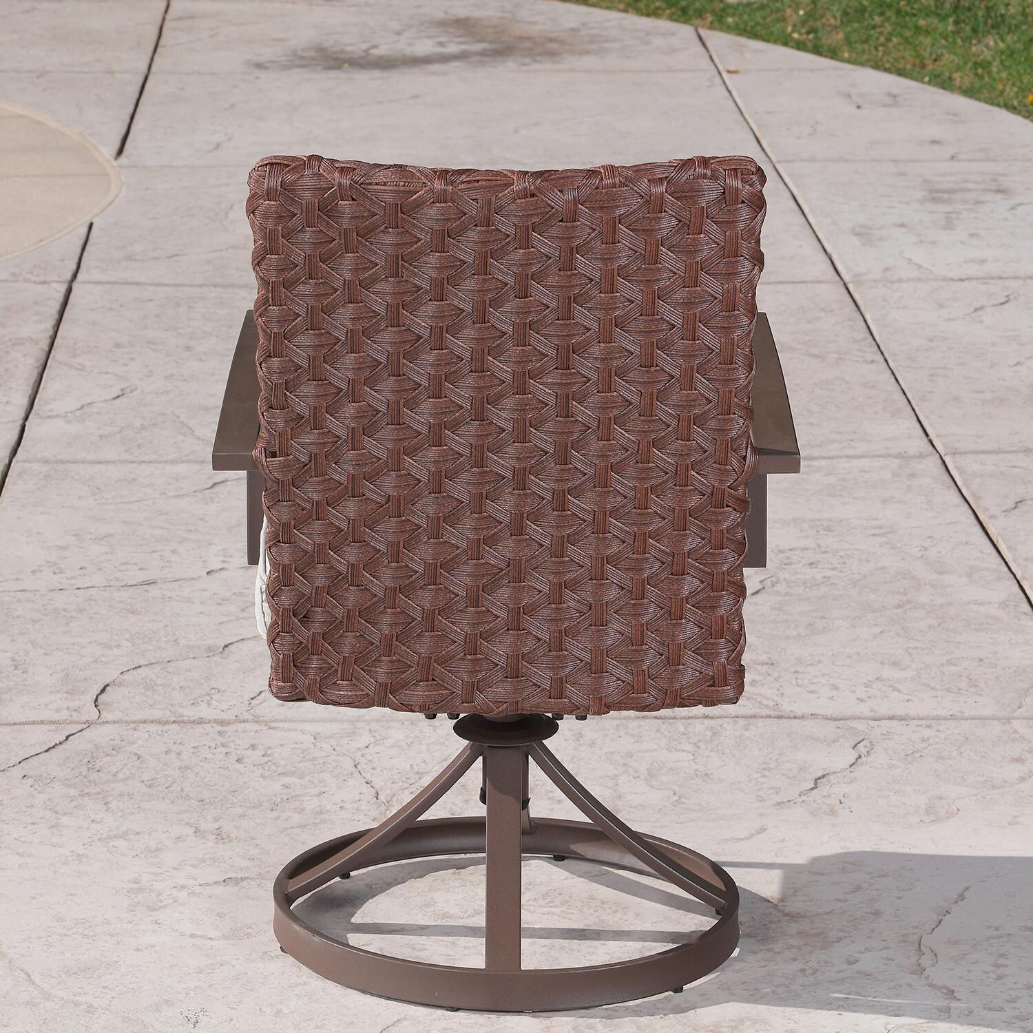 Lakeview Outdoor Designs Bay St. Louis 7 Piece Wicker & Aluminum Patio Dining Set - Swivel Rocker Patio Dining Chair Back thumbnail