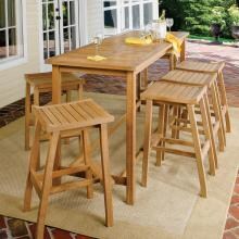 Dartmoor 7 Piece Natural Shorea Patio Bar Set W/ 78 3/4 Inch Table By Oxford Garden image