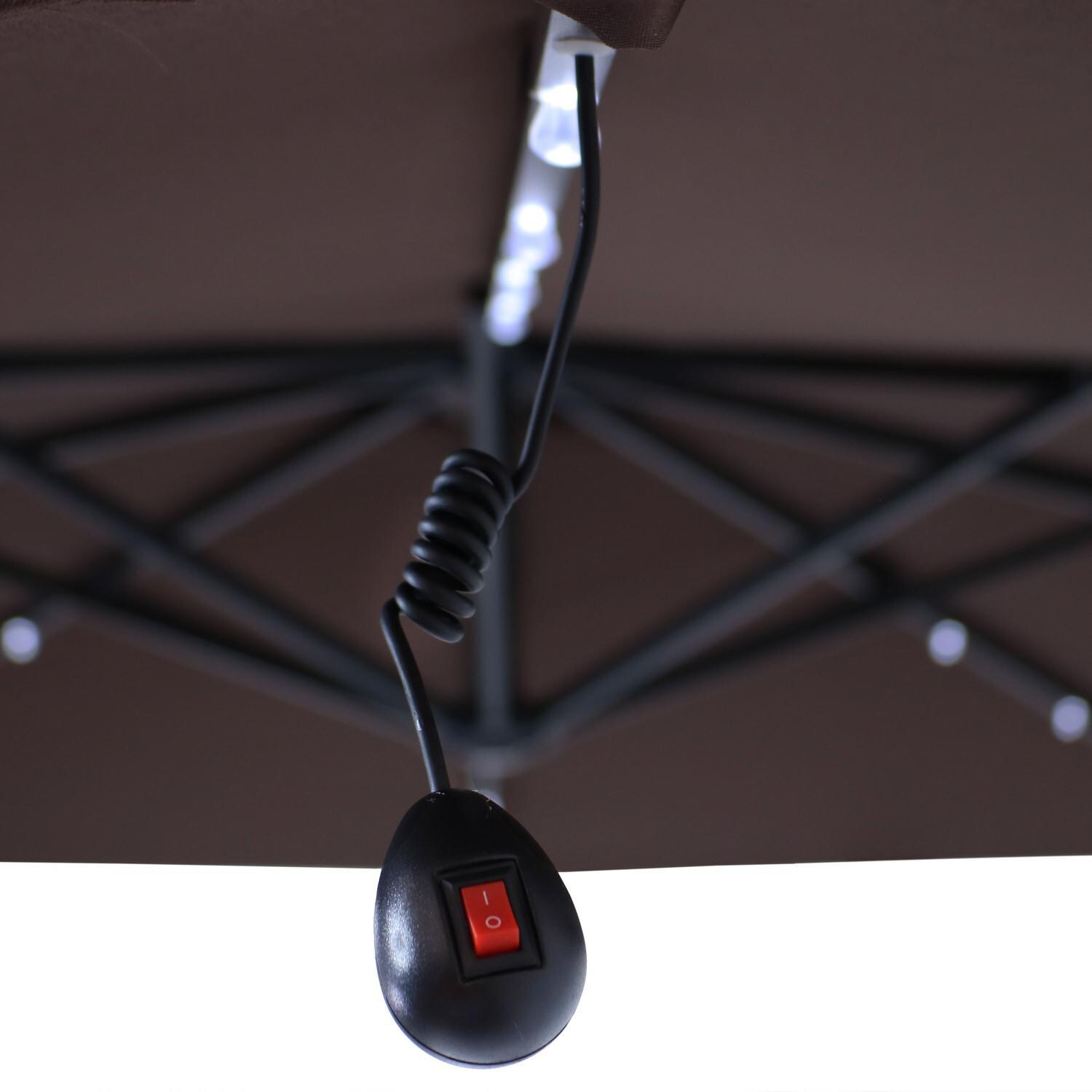 Ultimate Patio 10 Ft. Solar Lighted Octagonal Patio Cantilever Umbrella W/ Crank - Brown - Light Switch thumbnail