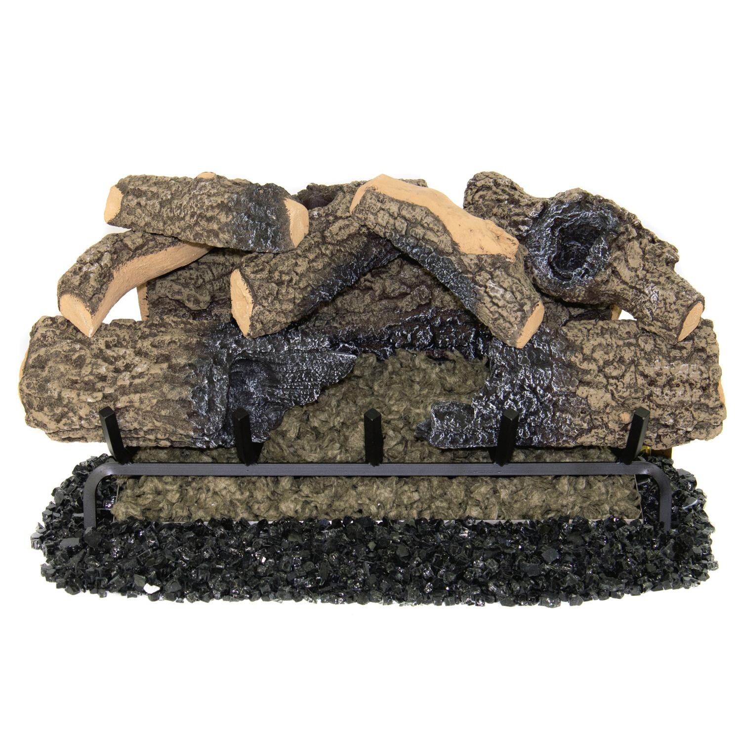Firenado 30-Inch Charred Oak Gas Log Set With Vented Natural Gas Firenado Burner - White Background thumbnail