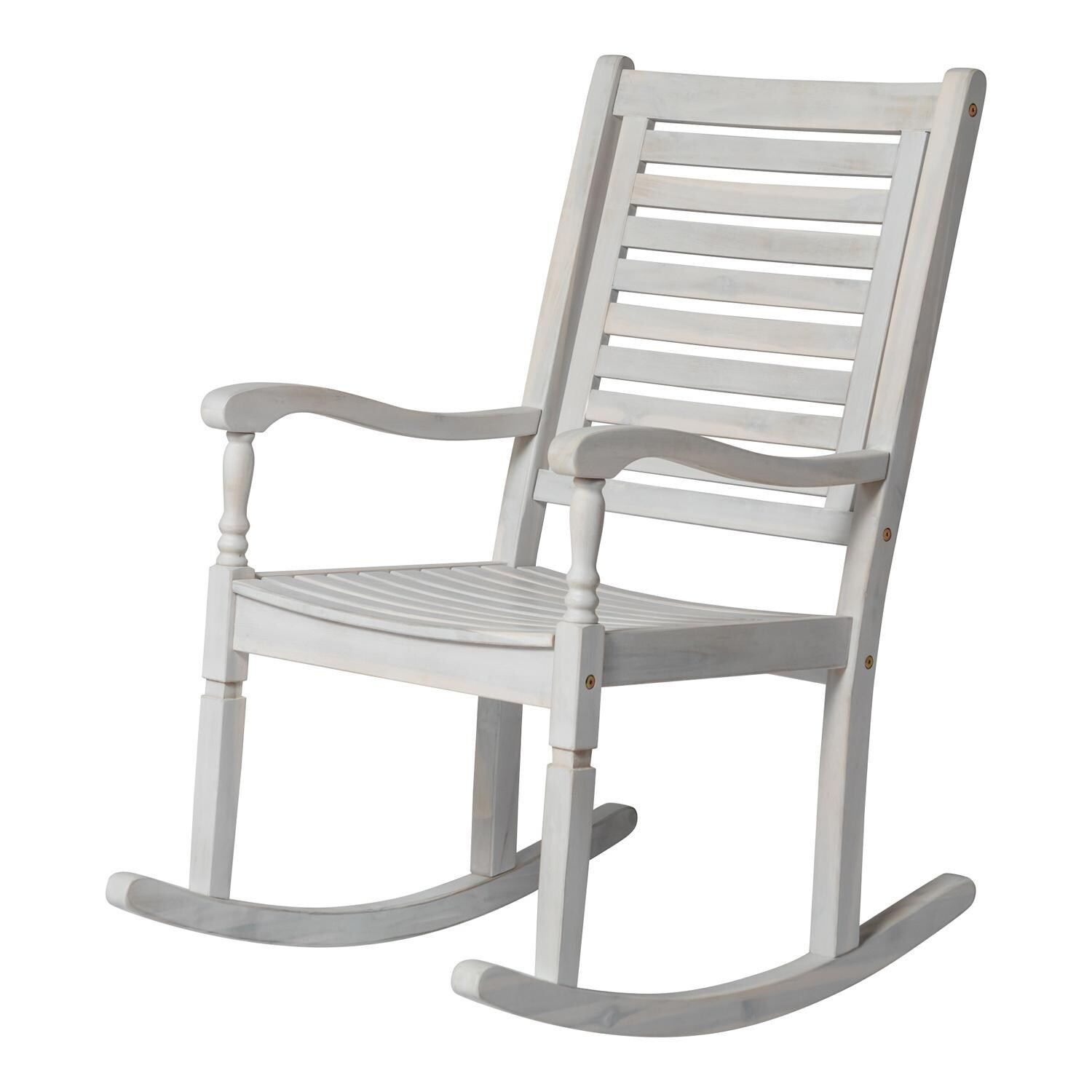 Ultimate Patio Horizon Way Acacia Patio Rocking Chair - White Wash - Right Side Angled View thumbnail