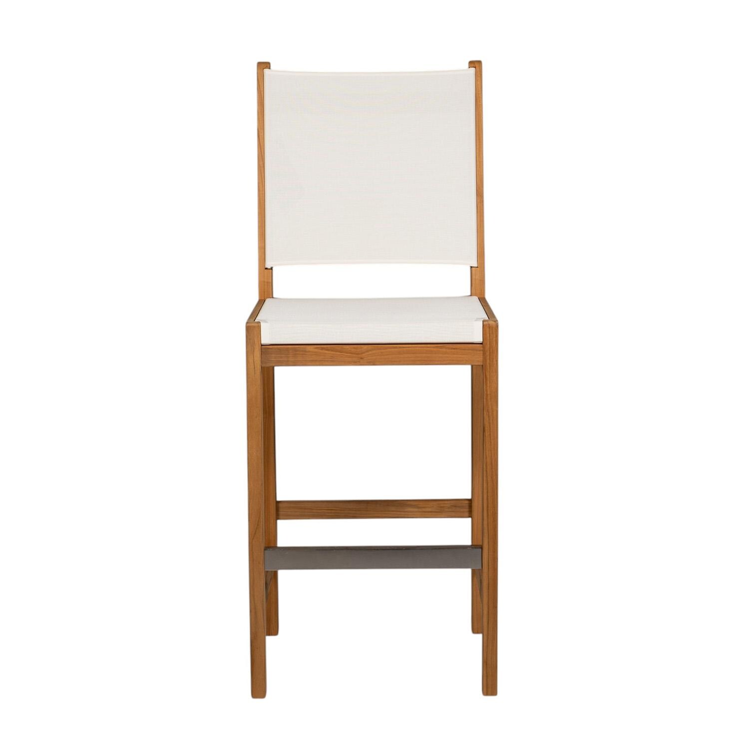 Royal Teak Collection BARWS Legacy Teak Sling Bar Stool in White - Front - White Background thumbnail