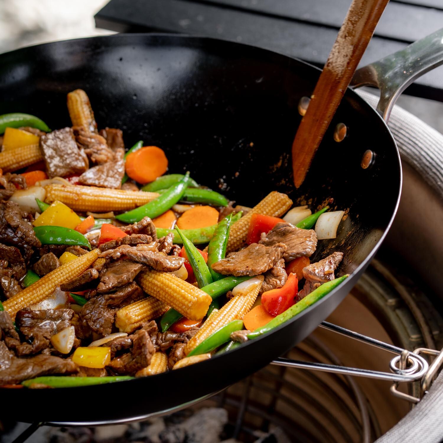 Kamado Joe KJ15124922 Karbon Steel Wok - Black - Handle thumbnail