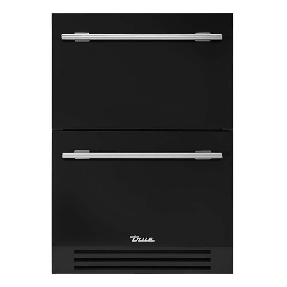 True TUR-24D-OP-C~DSK-027-H04 24 Inch 5.4 Cu. Ft. Outdoor Refigerator Drawer - Matte Black w/ Stainless Steel Handles - White Background thumbnail