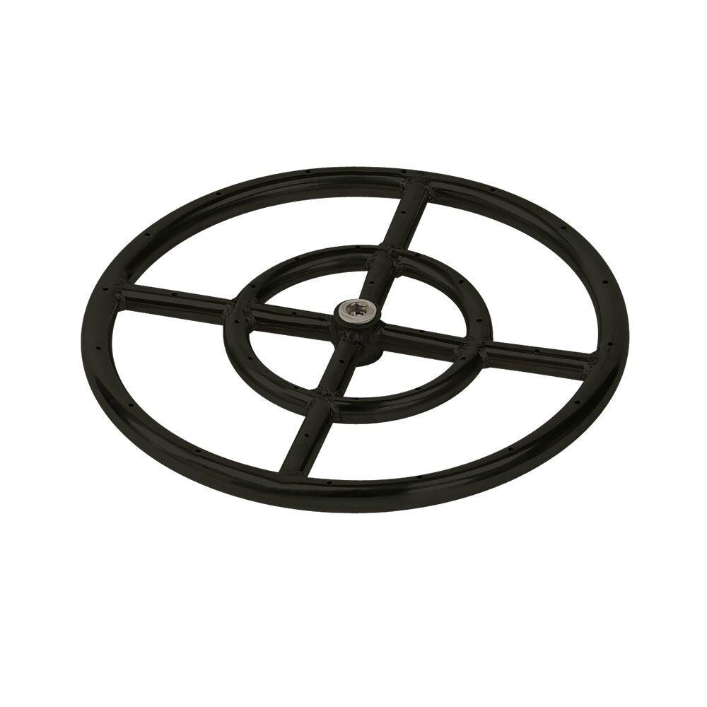 BBQGuys Signature BK-FR-12 12-Inch Double-Ring Black Steel Natural Gas Burner W/ 1/2-Inch Inlet thumbnail