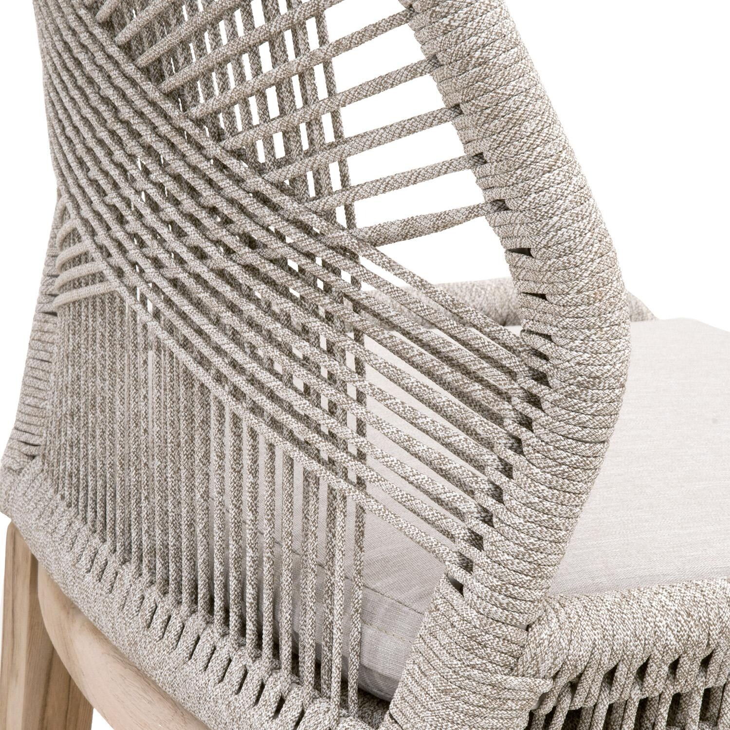 Lakeview Peninsula Way Woven Rope Bar Stool in Taupe & White - Side Detail thumbnail