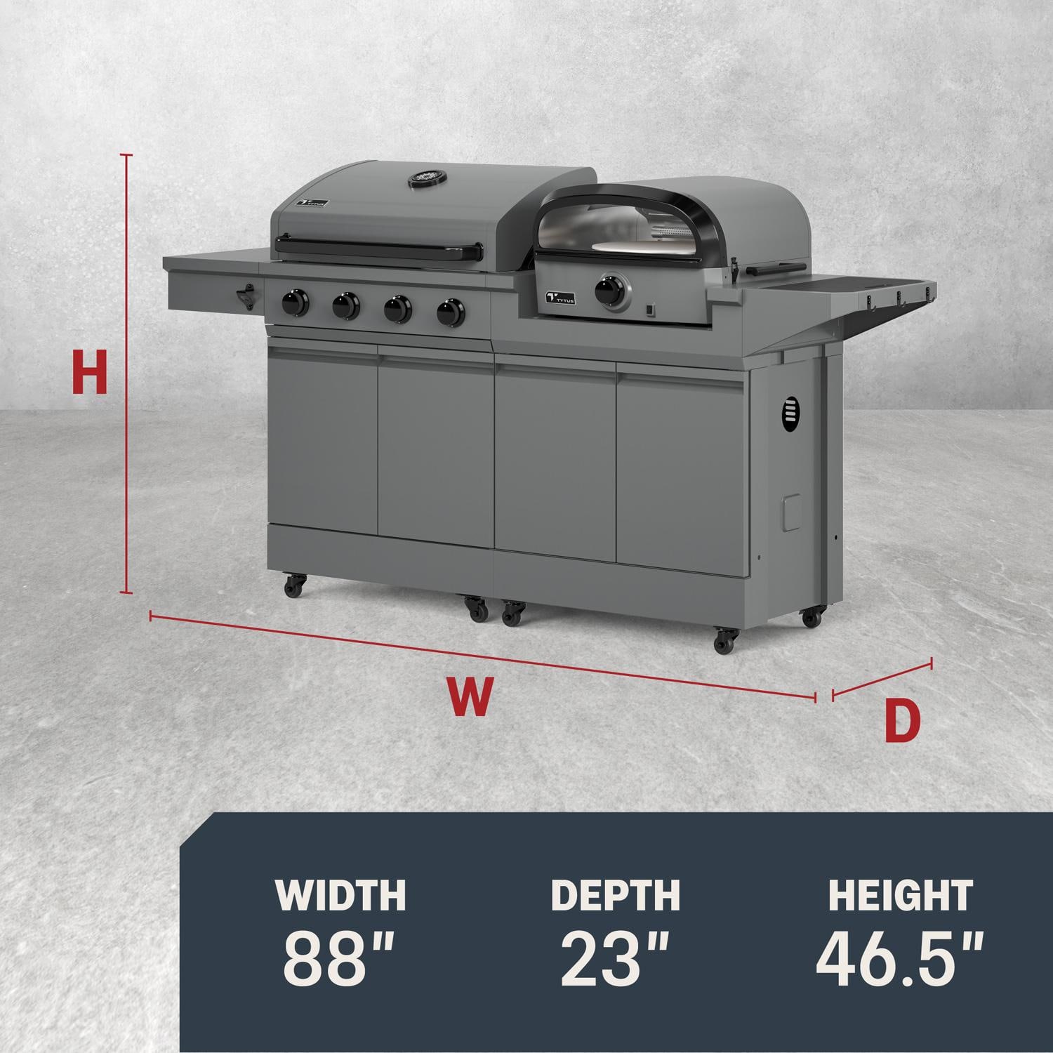 TYTUS TDT-BUN-053 Modular Duo w/ 4-Burner Gas Grill & Gas Pizza Oven - Dimensions - Dimensional thumbnail