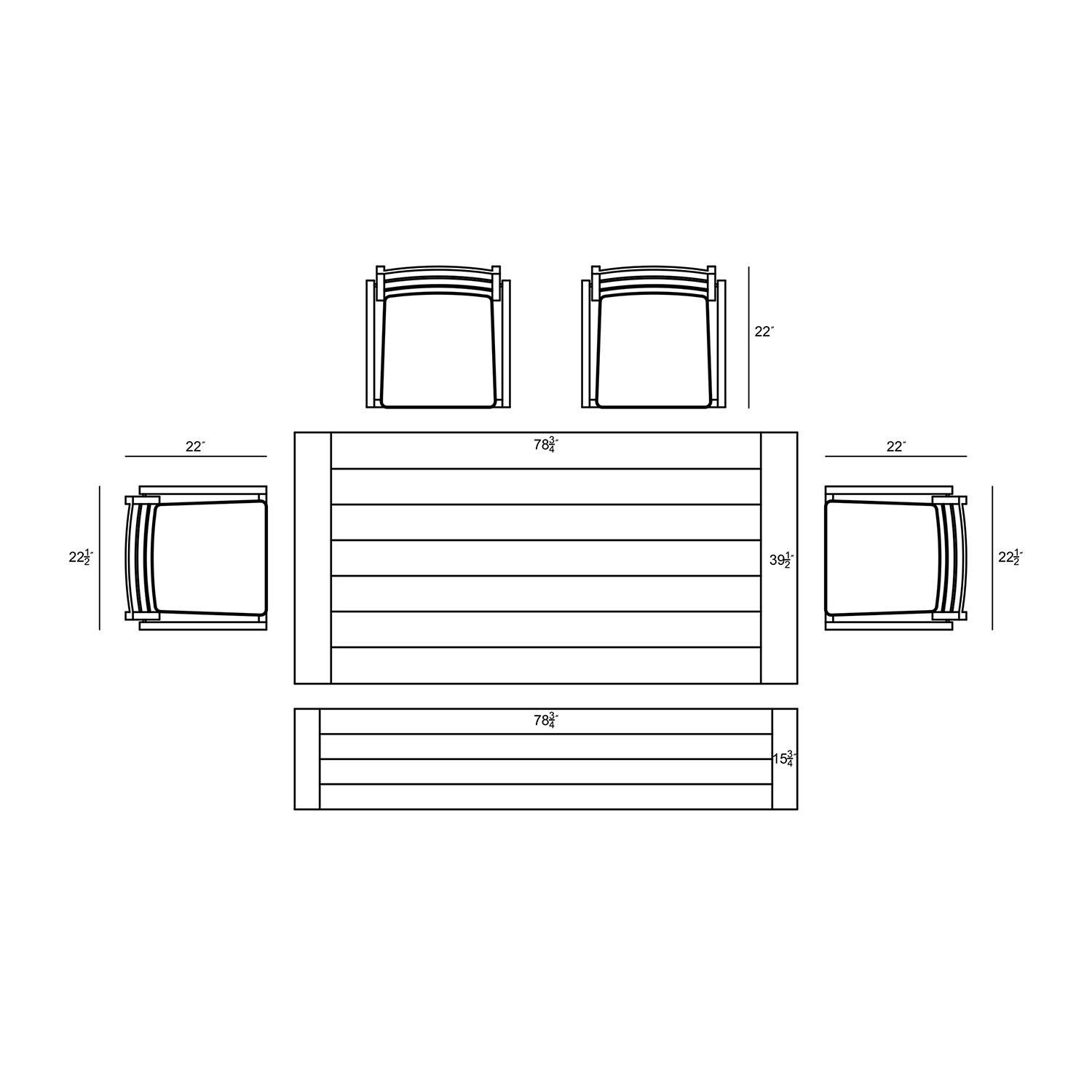 Calm Bay Mill 7 Pc Reclaimed Teak Dining Set w/ Bench in Black/Canvas Flax by Lakeview - Dimensional 2 thumbnail