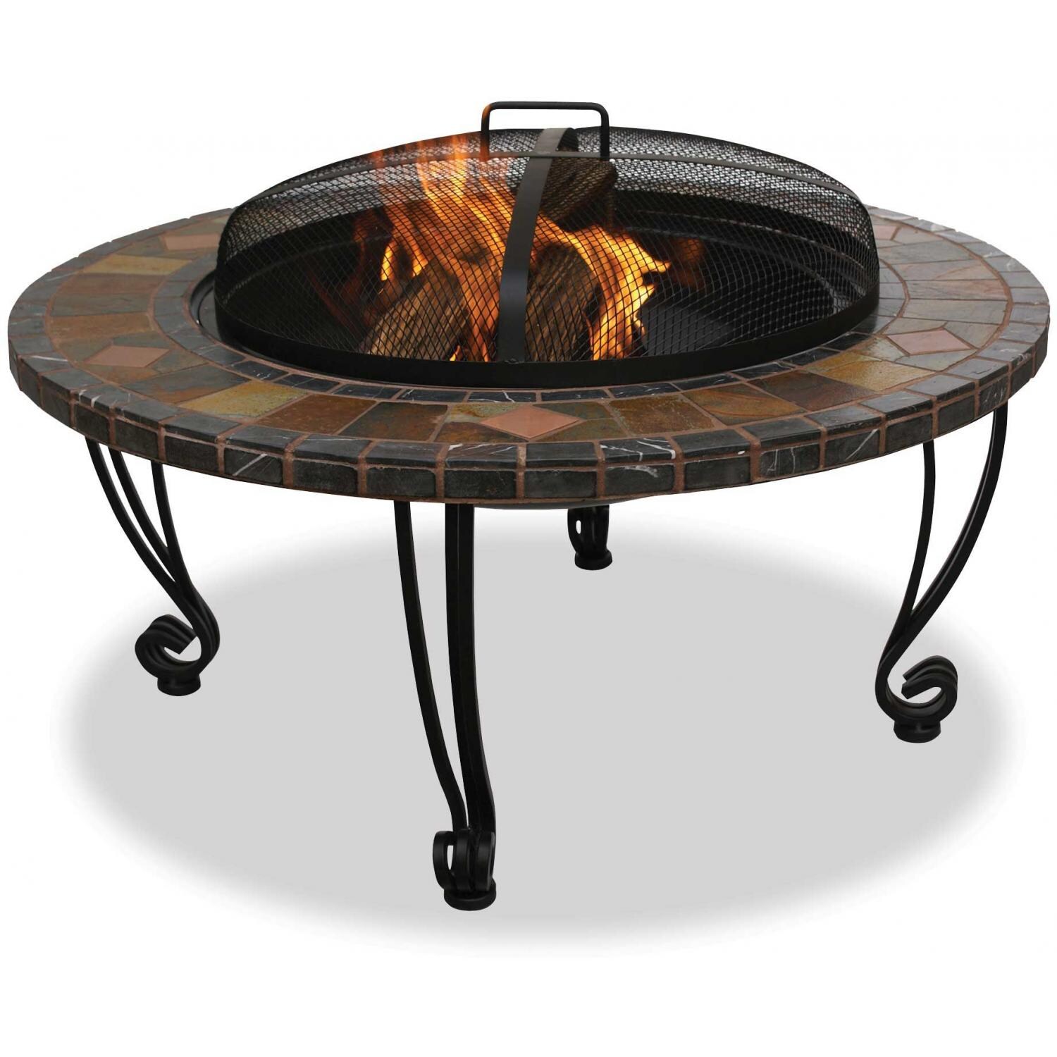 UniFlame Fire Pits 35 Inch Slate Fire Pit With Copper Accents
