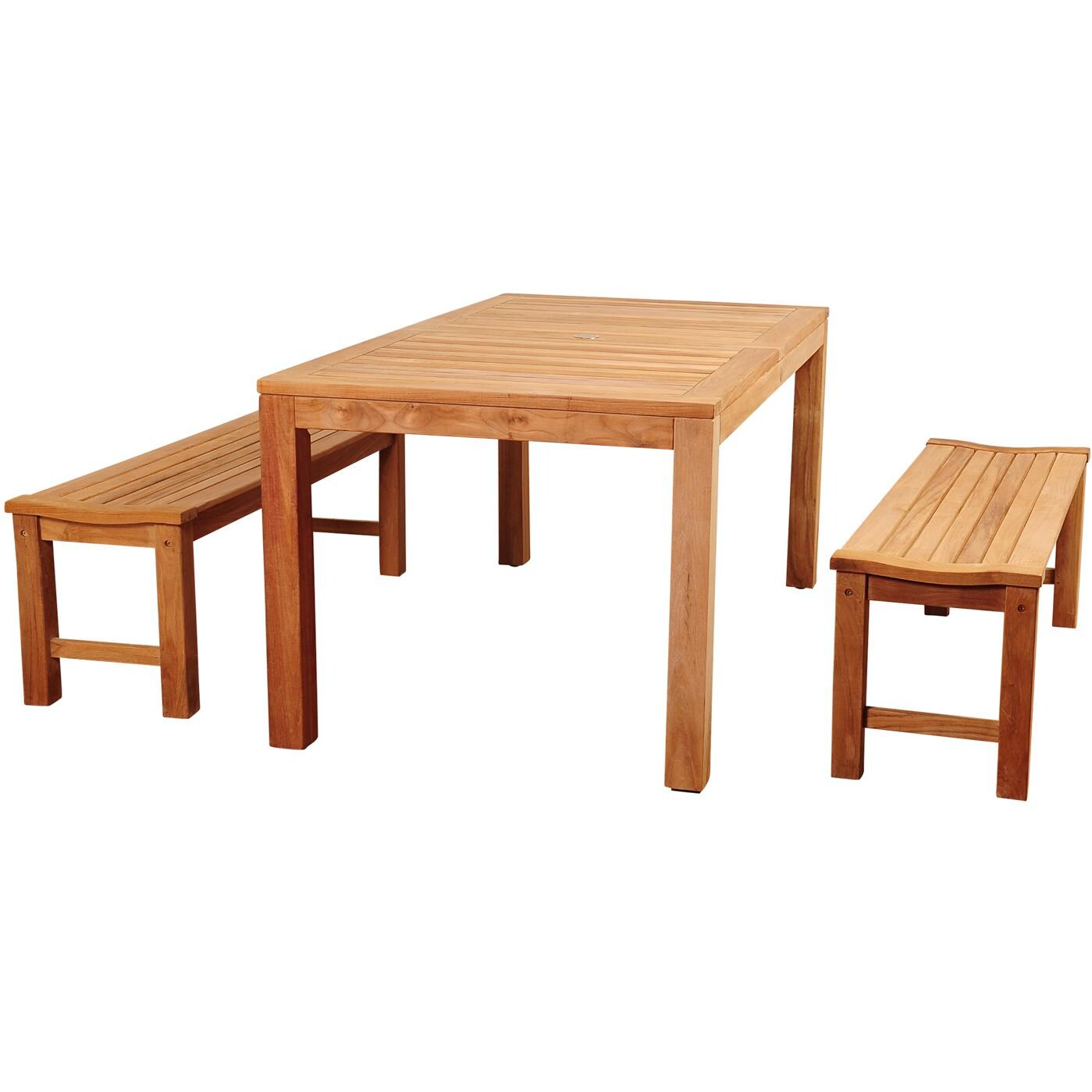 Amazonia SC RINRECT_2RINBENCH Isle of Capri 4-Person Teak Patio Rectangular Dining Set W/ Bench Seating thumbnail