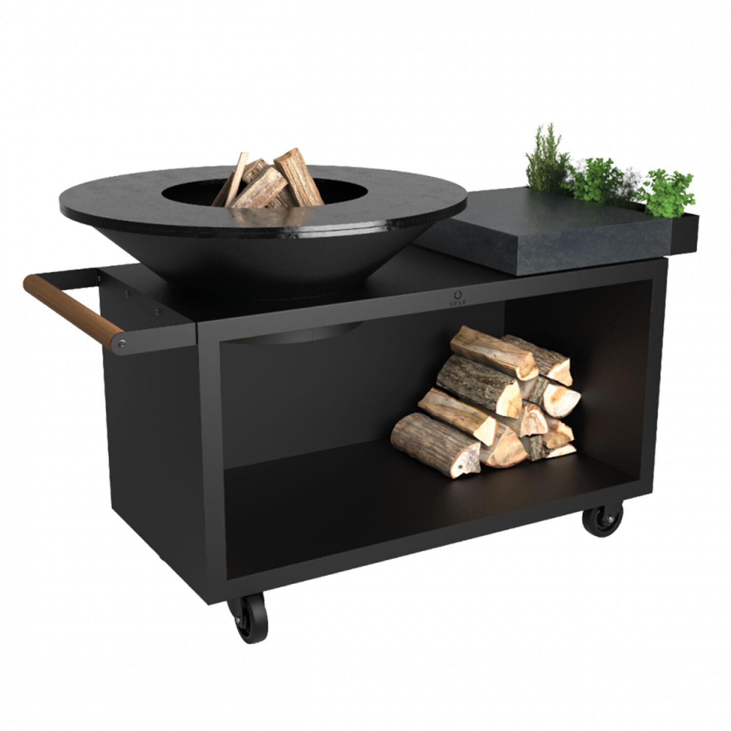 OFYR OIB-100-PRO-CD Island Black 100 PRO Ceramic Dark Grey 70 Inch Wood-Fired Grill Center - Display - White Background thumbnail