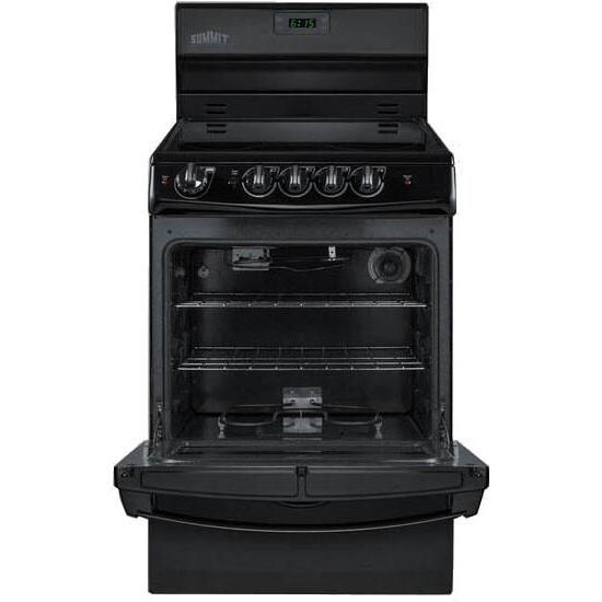 Summit 24-Inch 4-Burner Electric Glass Top Range - Black - Open thumbnail