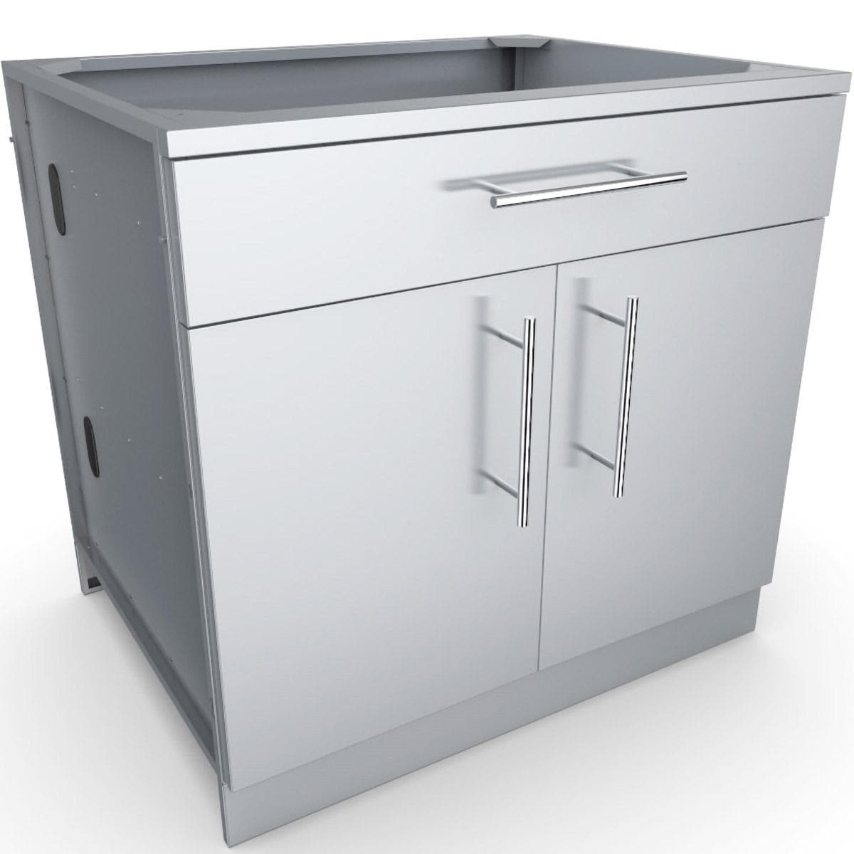 Sunstone 36-in Outdoor Kitchen Double Door and Drawer Island Cabinet - SBC36CDD