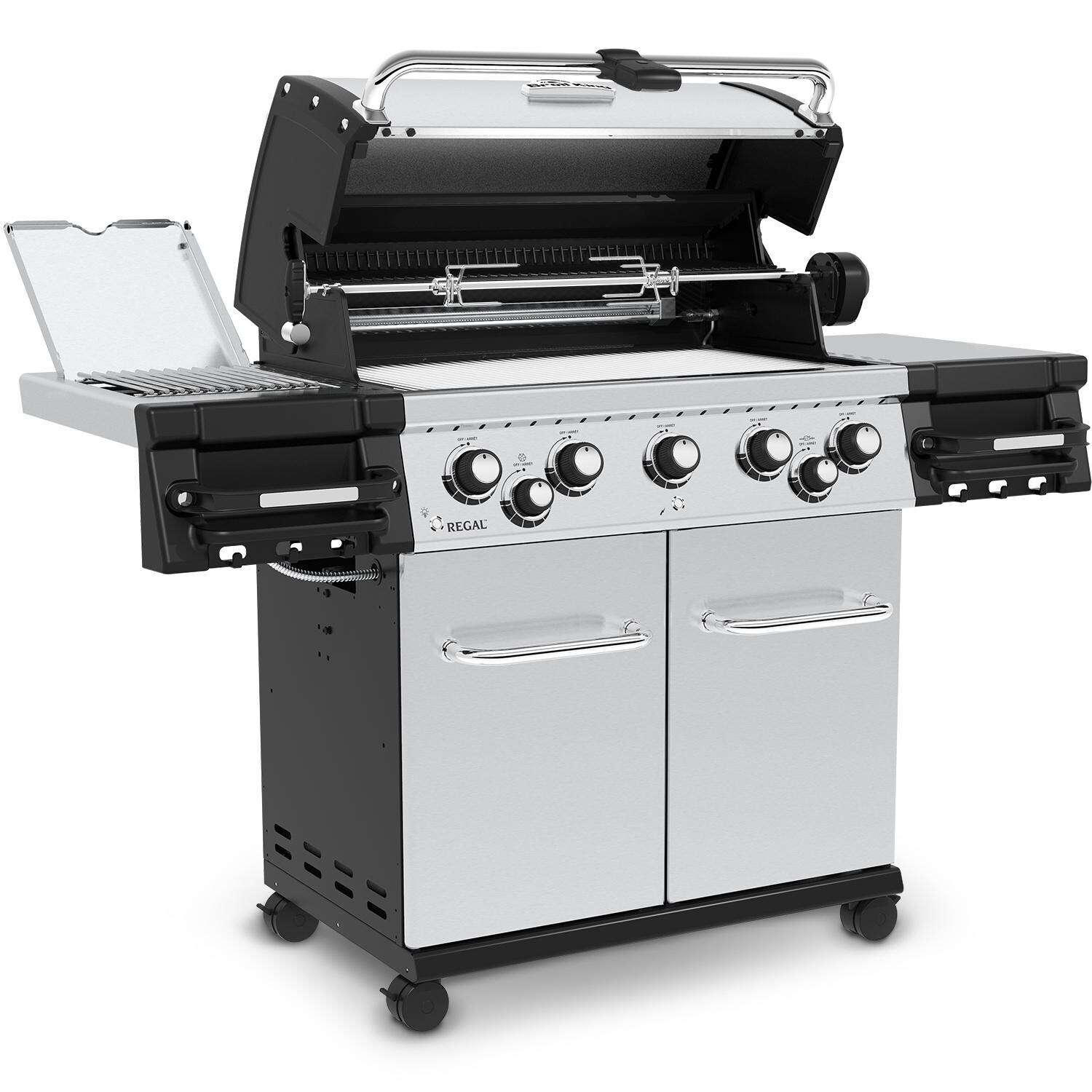Broil King 958947 Regal S590 PRO IR 32-Inch Natural Gas Grill - Open From Left - White Background thumbnail