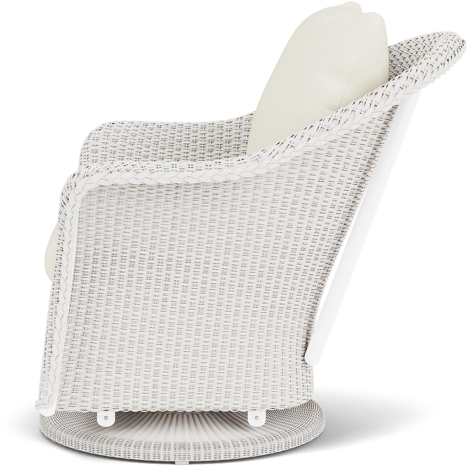 Lloyd Flanders Weekend Retreat Swivel Glider Lounge Chair in White Finish W/ Sailcloth Salt Fabric - Side thumbnail