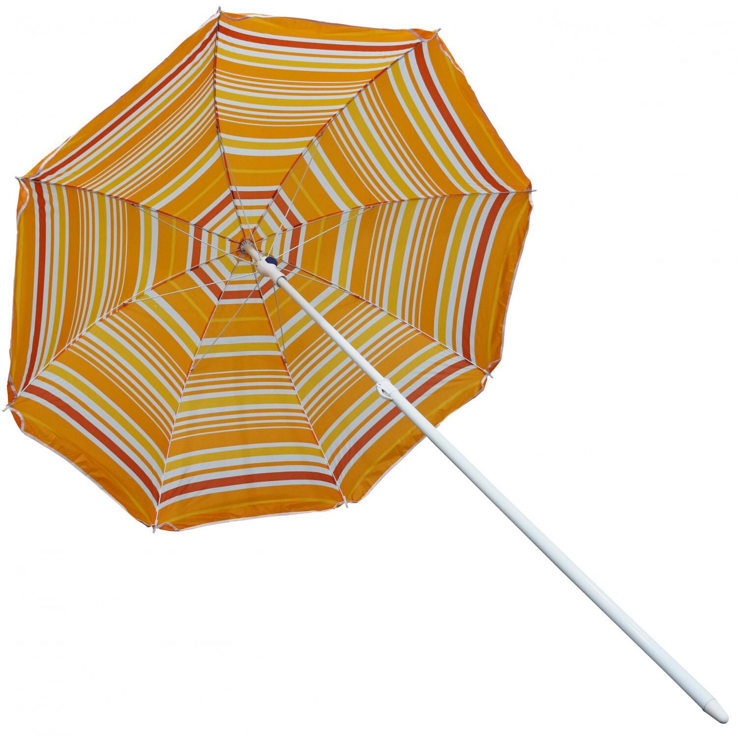 Astella 6 Ft Aluminum Beach Umbrella - Polyester Orange Mango Stripe Canopy - Pointed Pole thumbnail