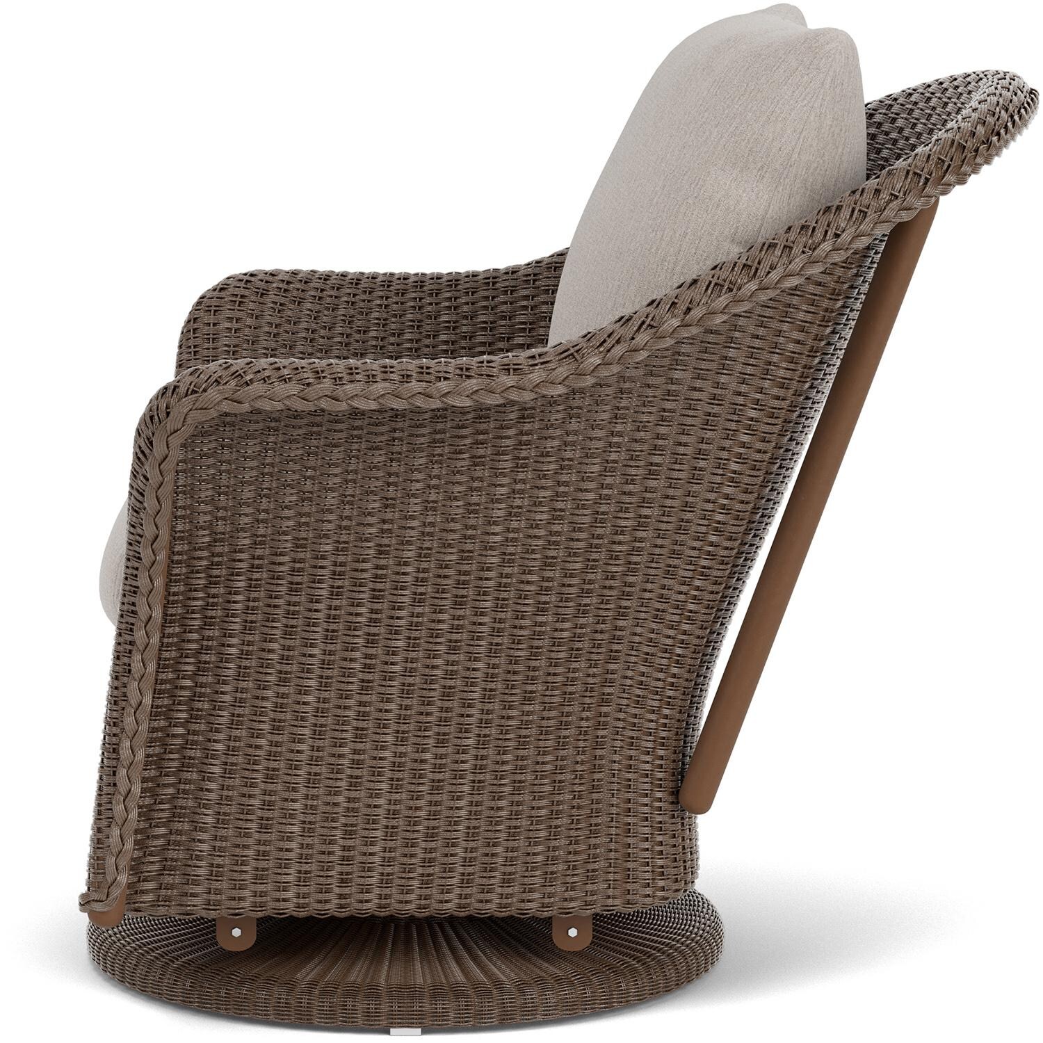 Lloyd Flanders Weekend Retreat Swivel Glider Lounge Chair in Bark Finish W/ Remy Cloud Fabric - Side thumbnail