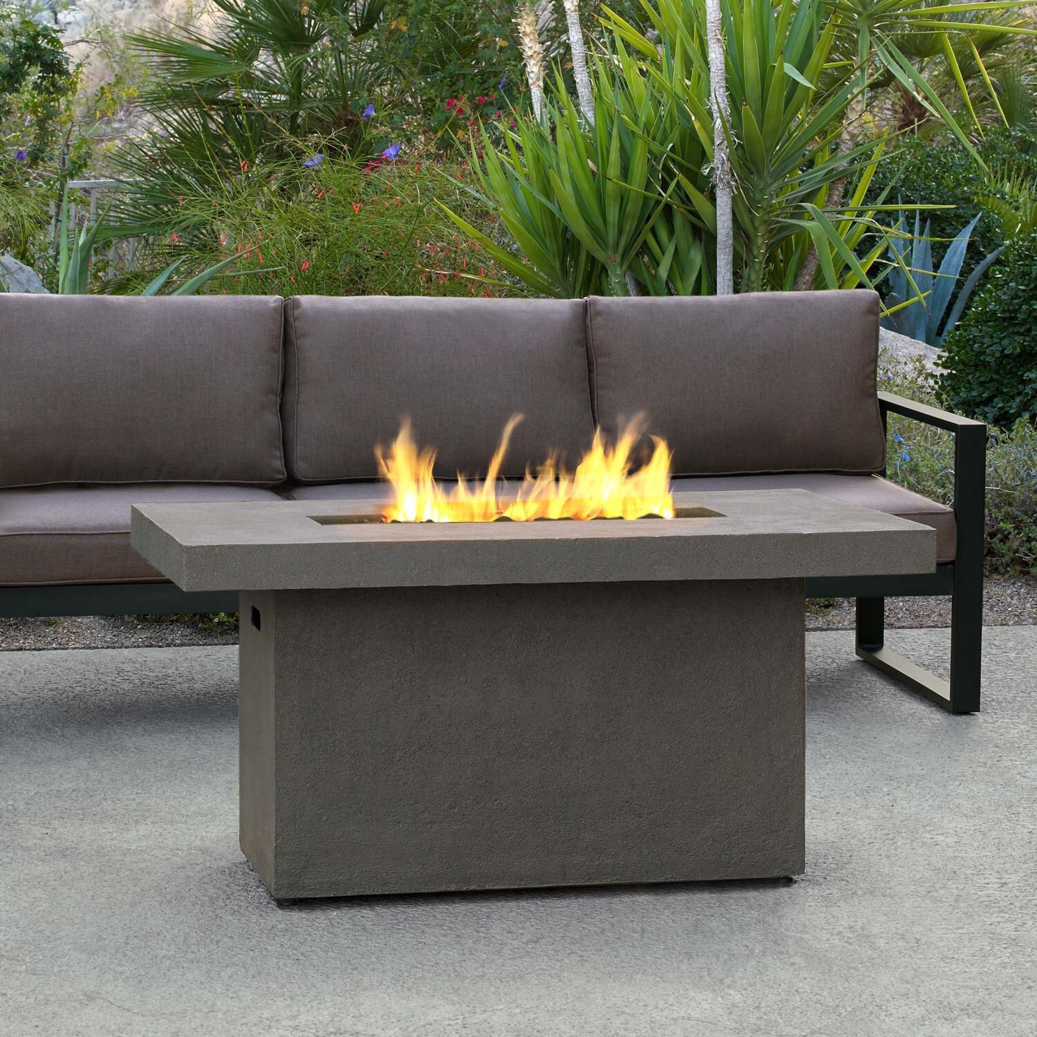 Arabella 50 Inch Rectangular Steel Natural Gas Fire Pit Table in Glacier Gray by Lakeview Outdoor Designs (Ships Propane w/ Conversion Kit)