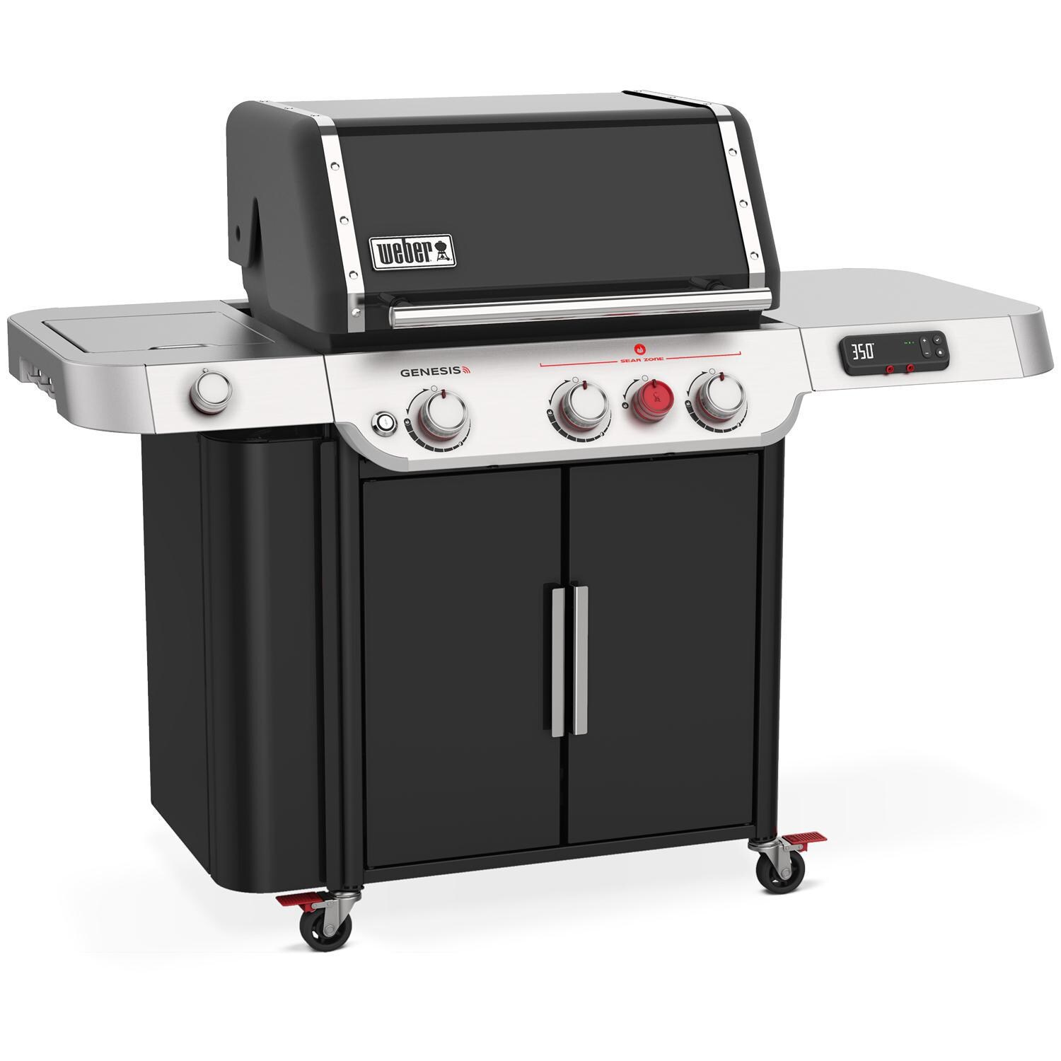 Weber GENESIS 35610001 EX-335 Propane Gas Smart Grill with Sear Burner & Side Burner - Black - Left-Side Angled View thumbnail