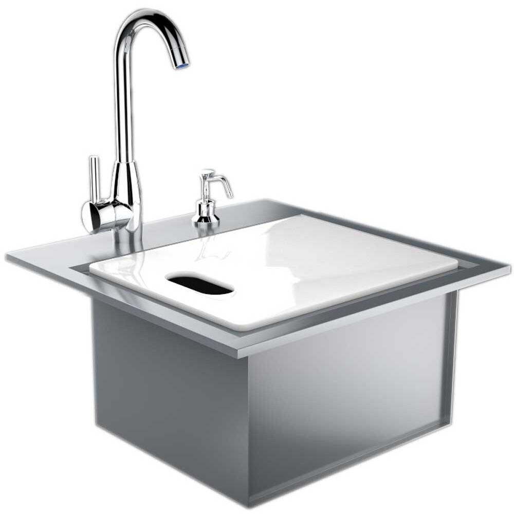 Sunstone Premium 21 X 20 Drop In Sink With Hot/Cold Faucet - Shown With Cutting Board thumbnail