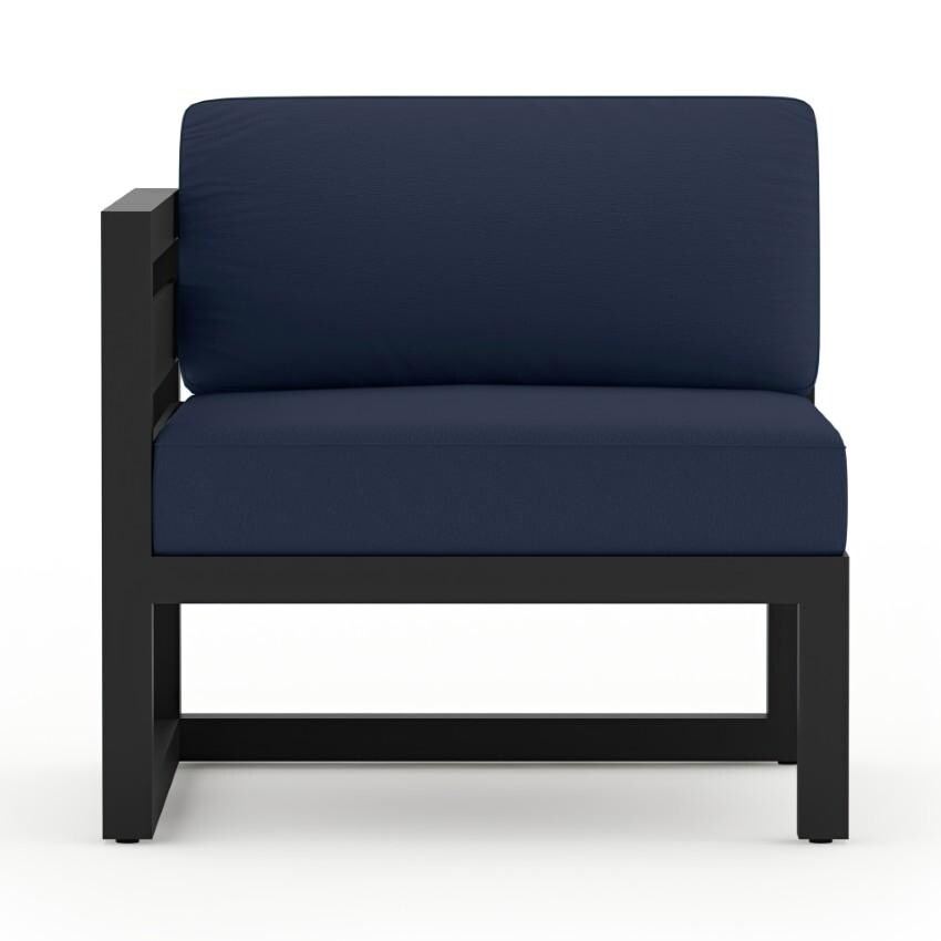 Lakeview Misty Cove 6 Pc Aluminum Sectional Set in Black w/Club Chair & Spectrum Indigo Cushions by Lakeview Outdoor Designs - Left Section - White Background thumbnail