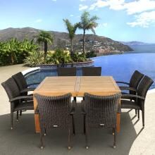 Amazonia Teak Versailles 8-Person Resin Wicker Patio Dining Set With Stacking Chairs