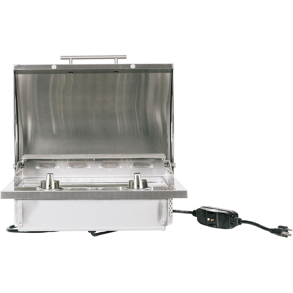 Coyote 18-Inch Portable Electric Grill - Built-In Configuration - Lid Open thumbnail