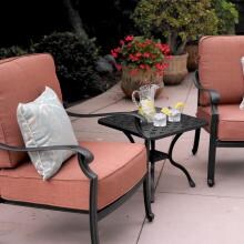 St. Cruz 3 Piece Cast Aluminum Patio Conversation Set W/ Spicy Chili Cushions By Darlee image
