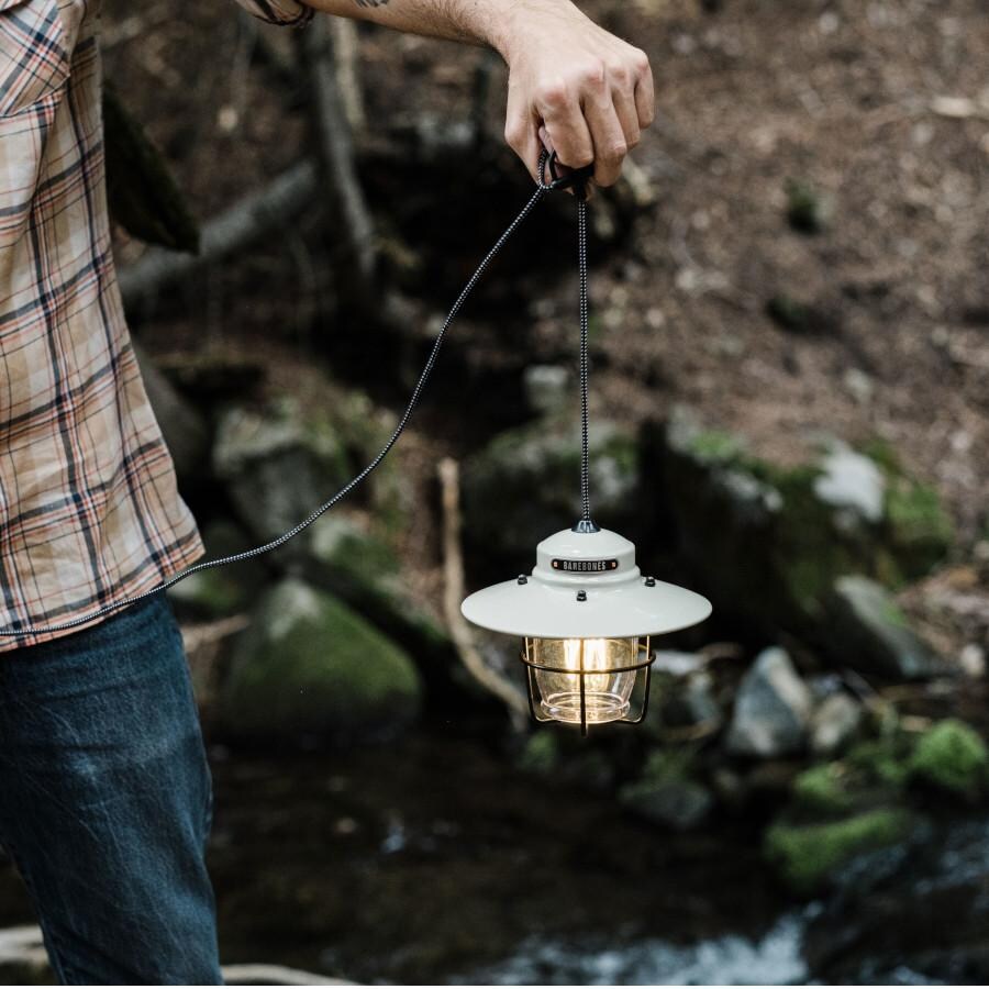 Barebones Living LIV-150 Outpost Pendant Light - Vintage White - Held by Man thumbnail