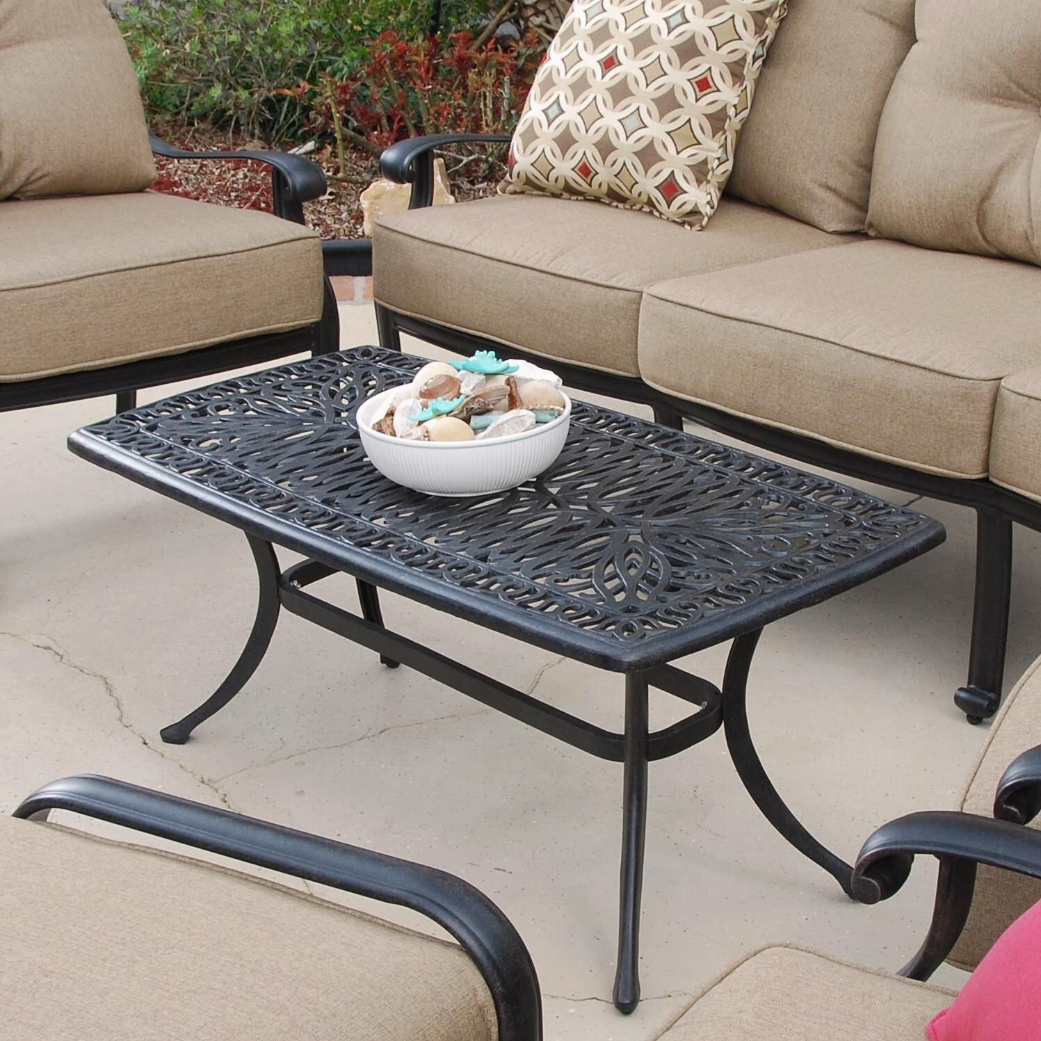 Rosedown Cast Aluminum Patio Coffee Table - Lifestyle View thumbnail